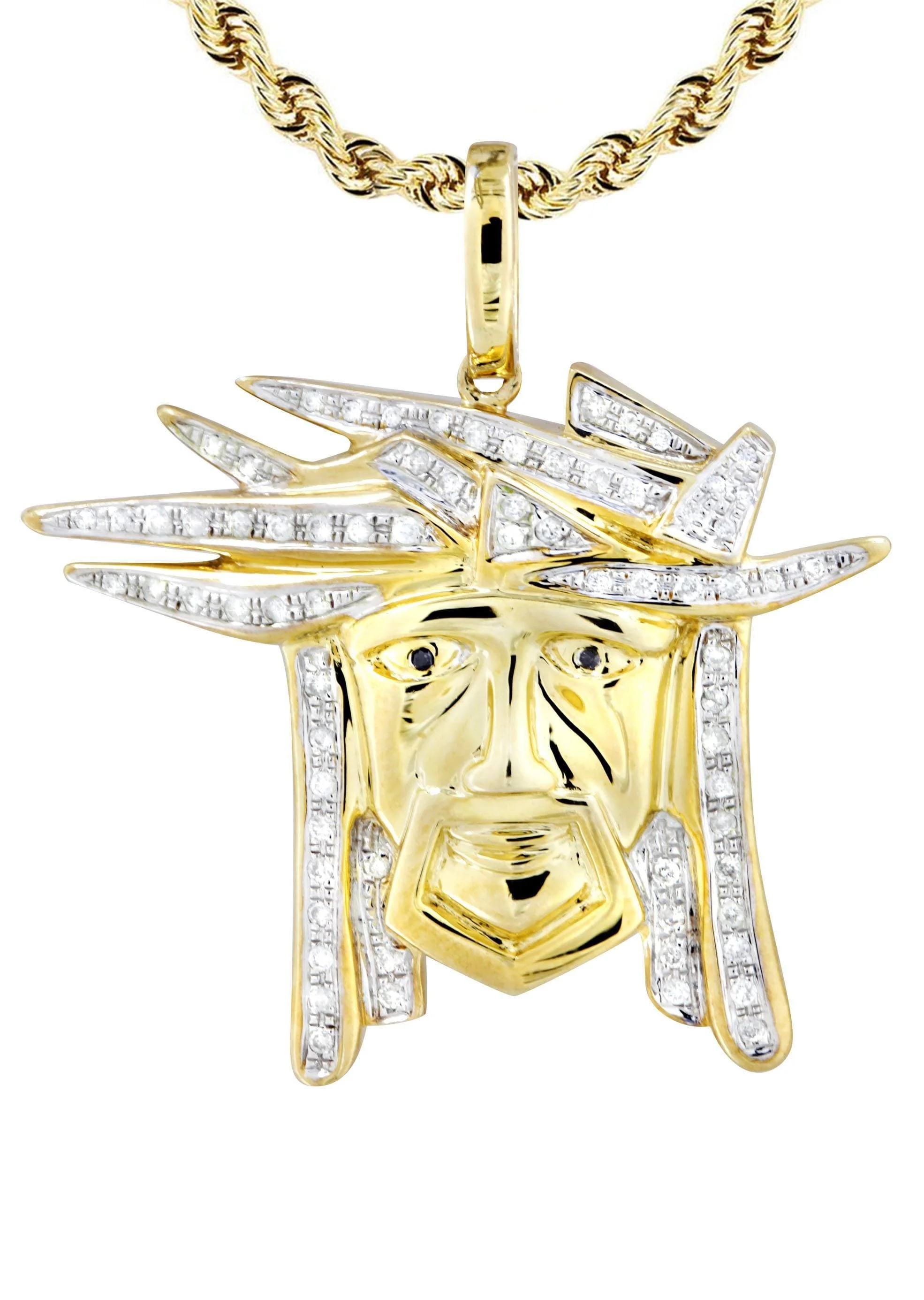 10K Yellow Gold Jesus Diamond Necklace | 0.42 Carats - Image 2