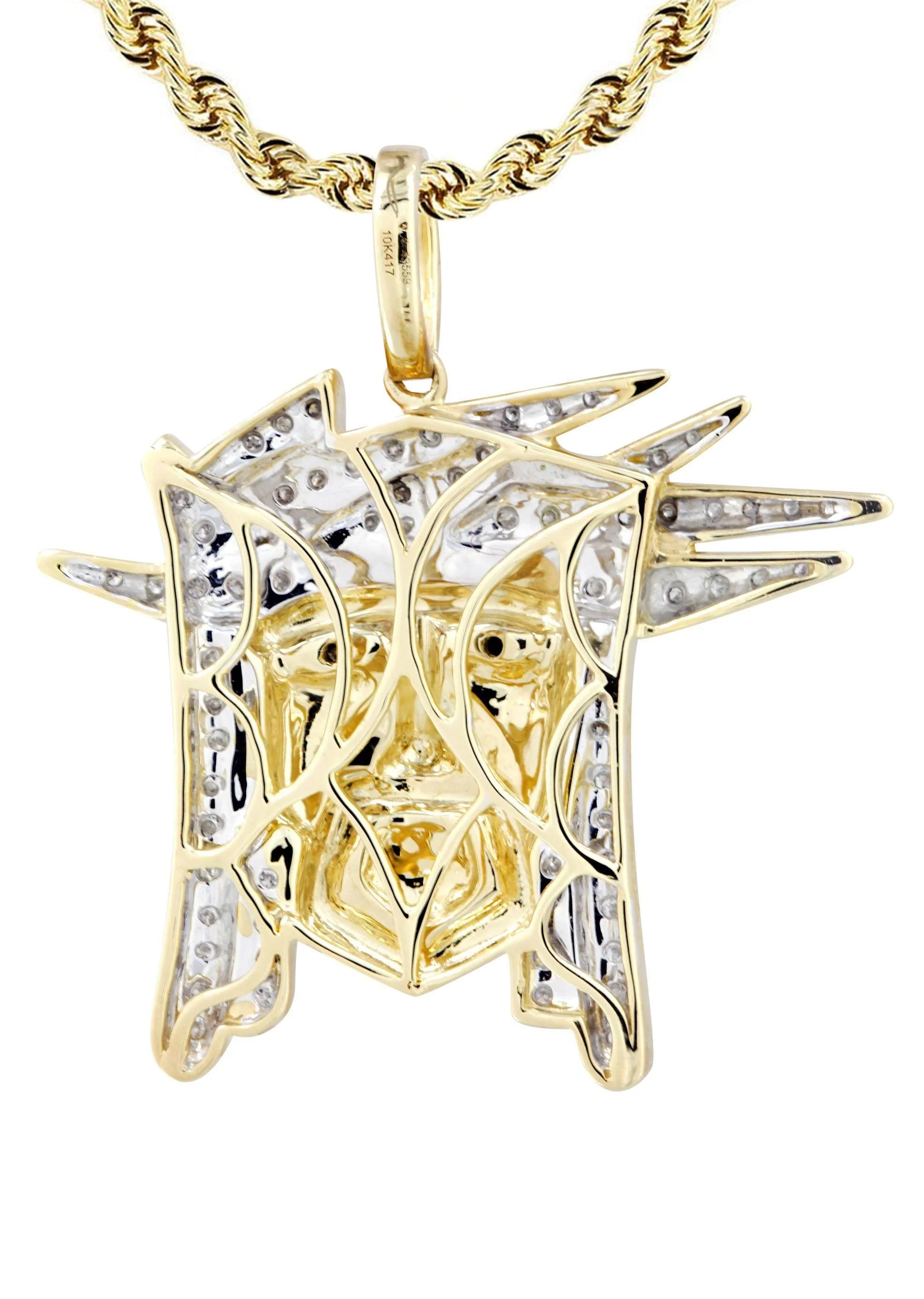 10K Yellow Gold Jesus Diamond Necklace | 0.42 Carats - Image 3