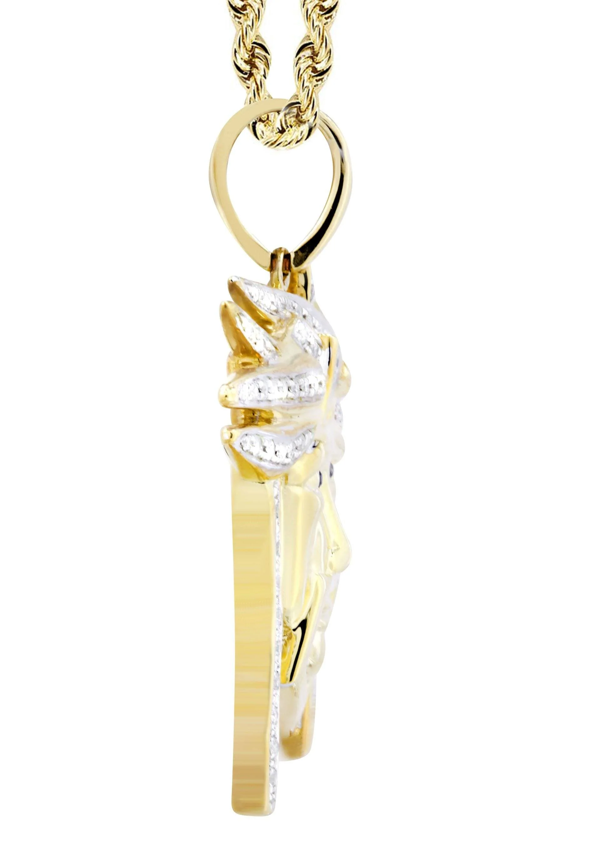 10K Yellow Gold Jesus Diamond Necklace | 0.42 Carats - Image 4