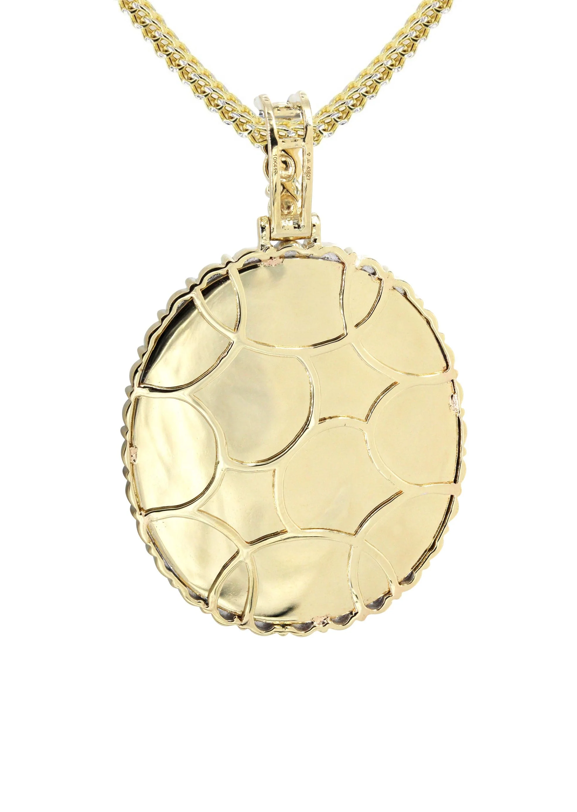10K Yellow Gold Medium Diamond Oval Picture Pendant Necklace | Appx. 19 Grams - Image 3