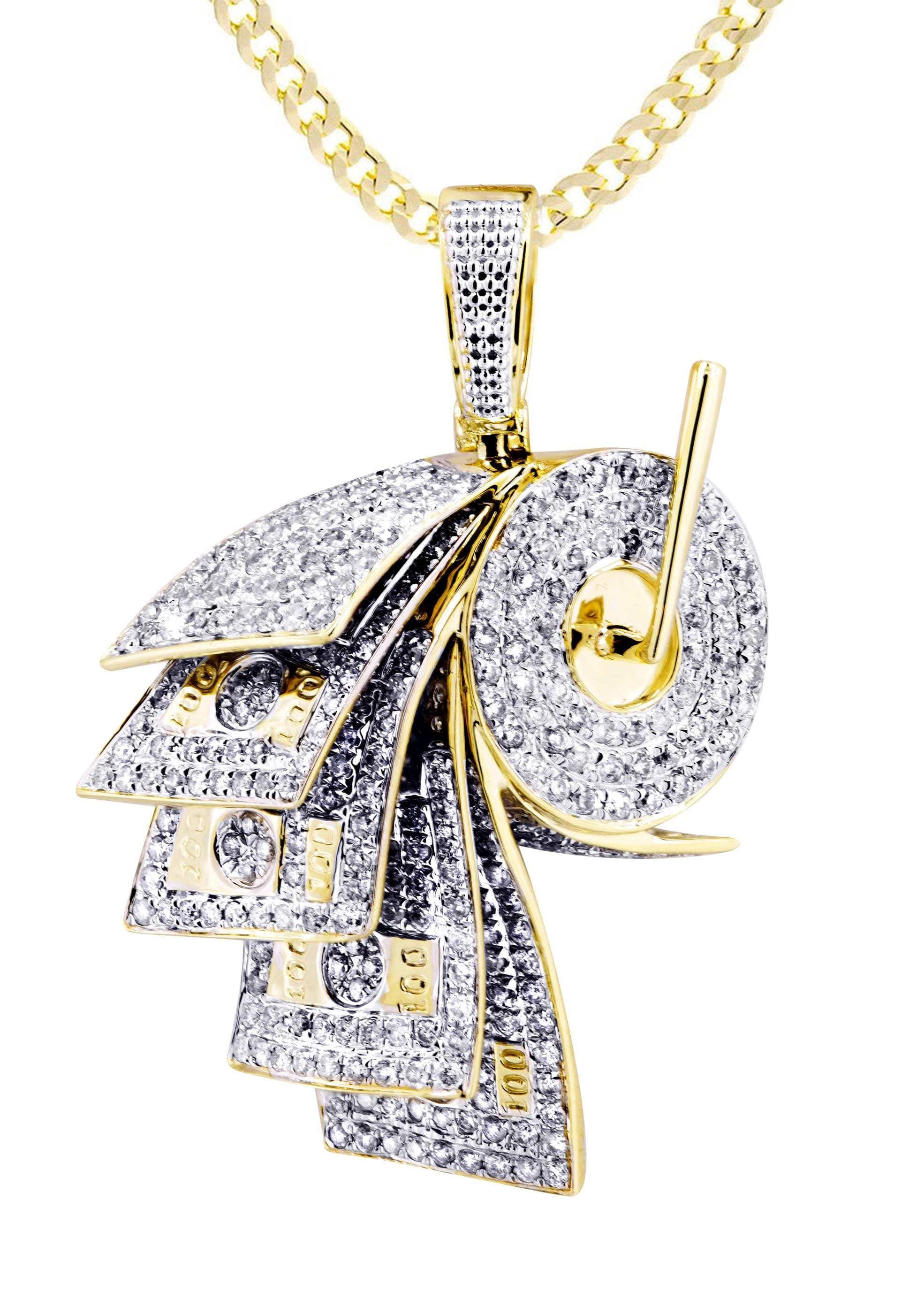 10K Yellow Gold Money Roll Diamond Necklace  | 2.2 Carats - Image 2