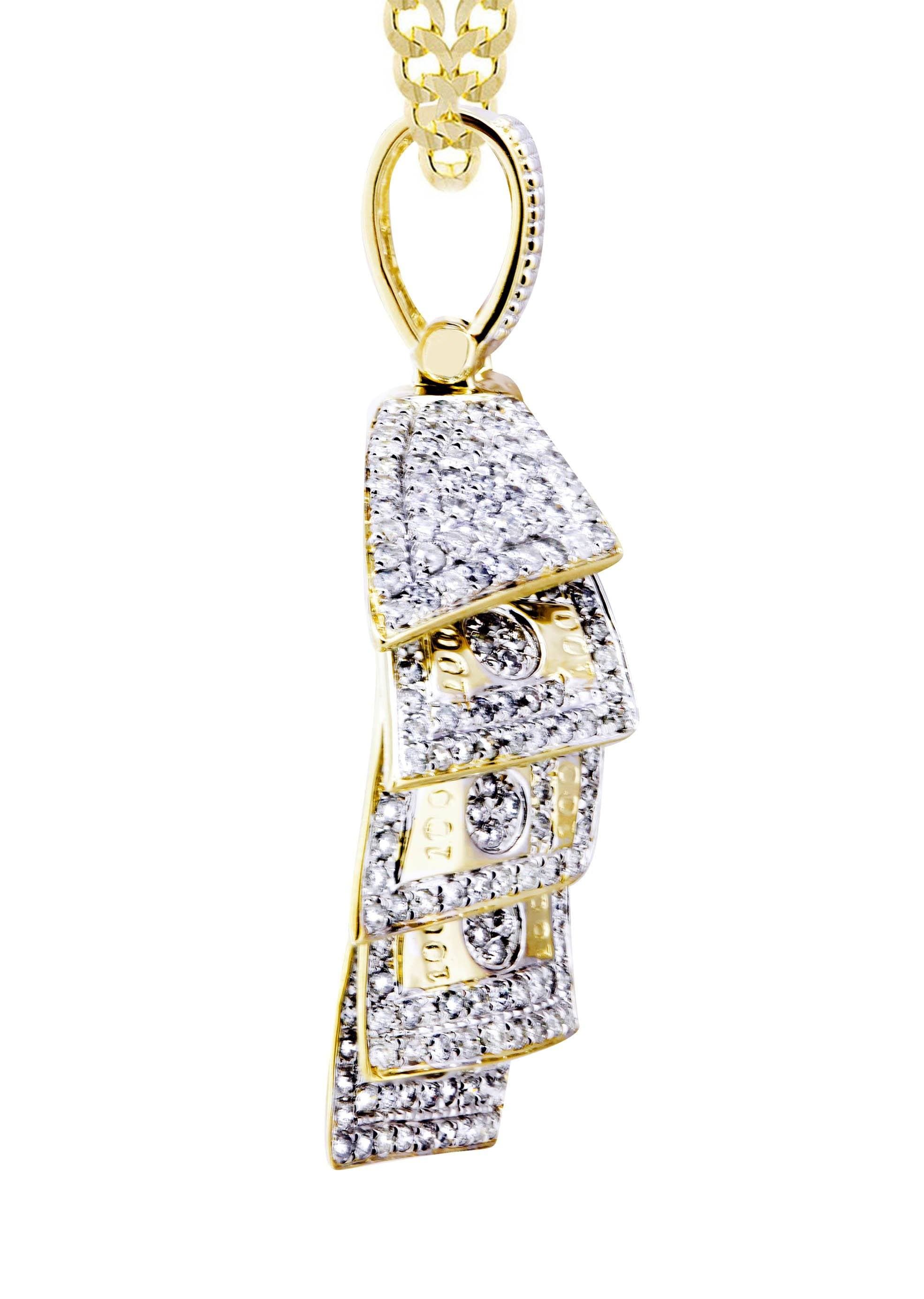 10K Yellow Gold Money Roll Diamond Necklace  | 2.2 Carats - Image 4