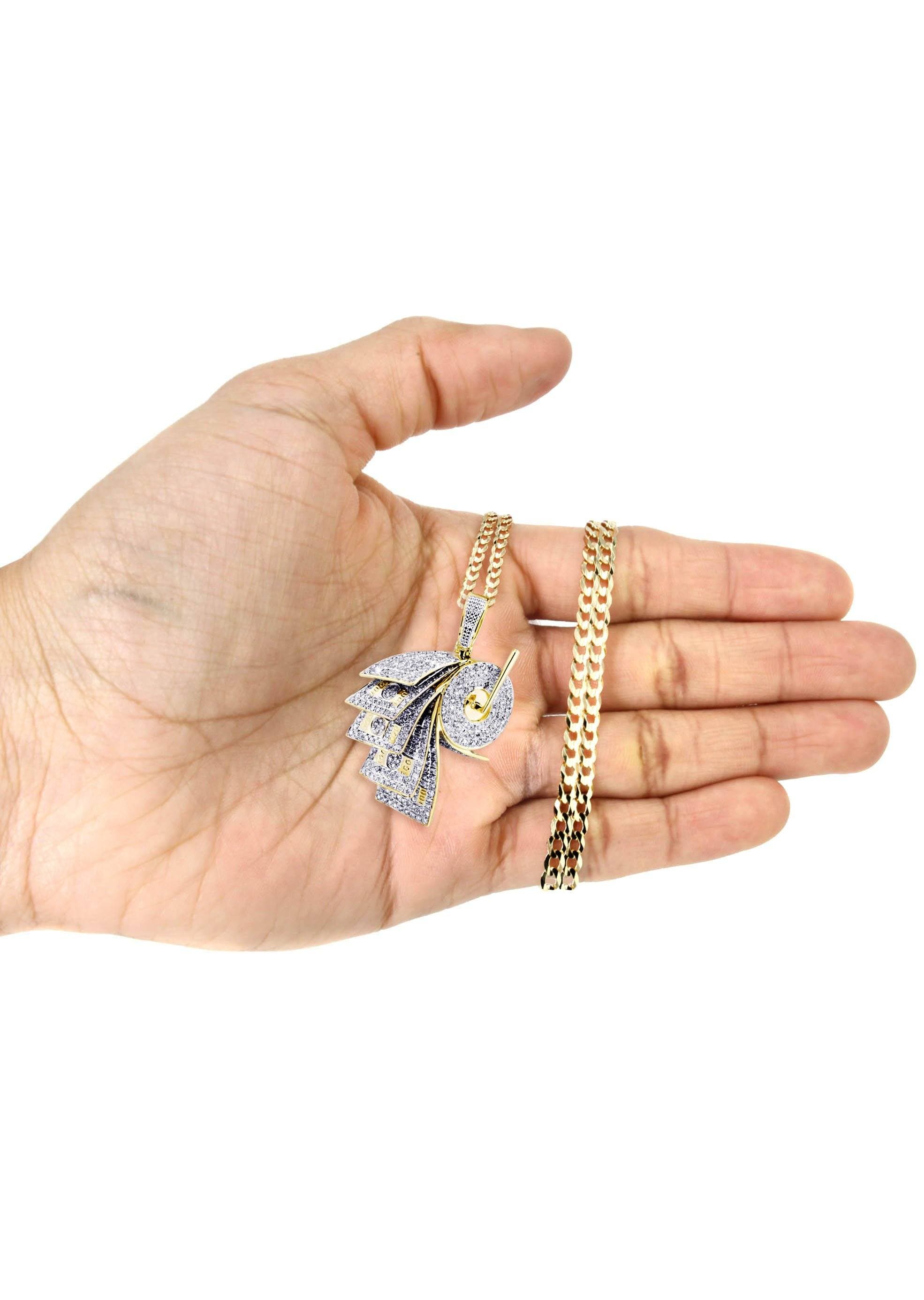 10K Yellow Gold Money Roll Diamond Necklace  | 2.2 Carats - Image 5