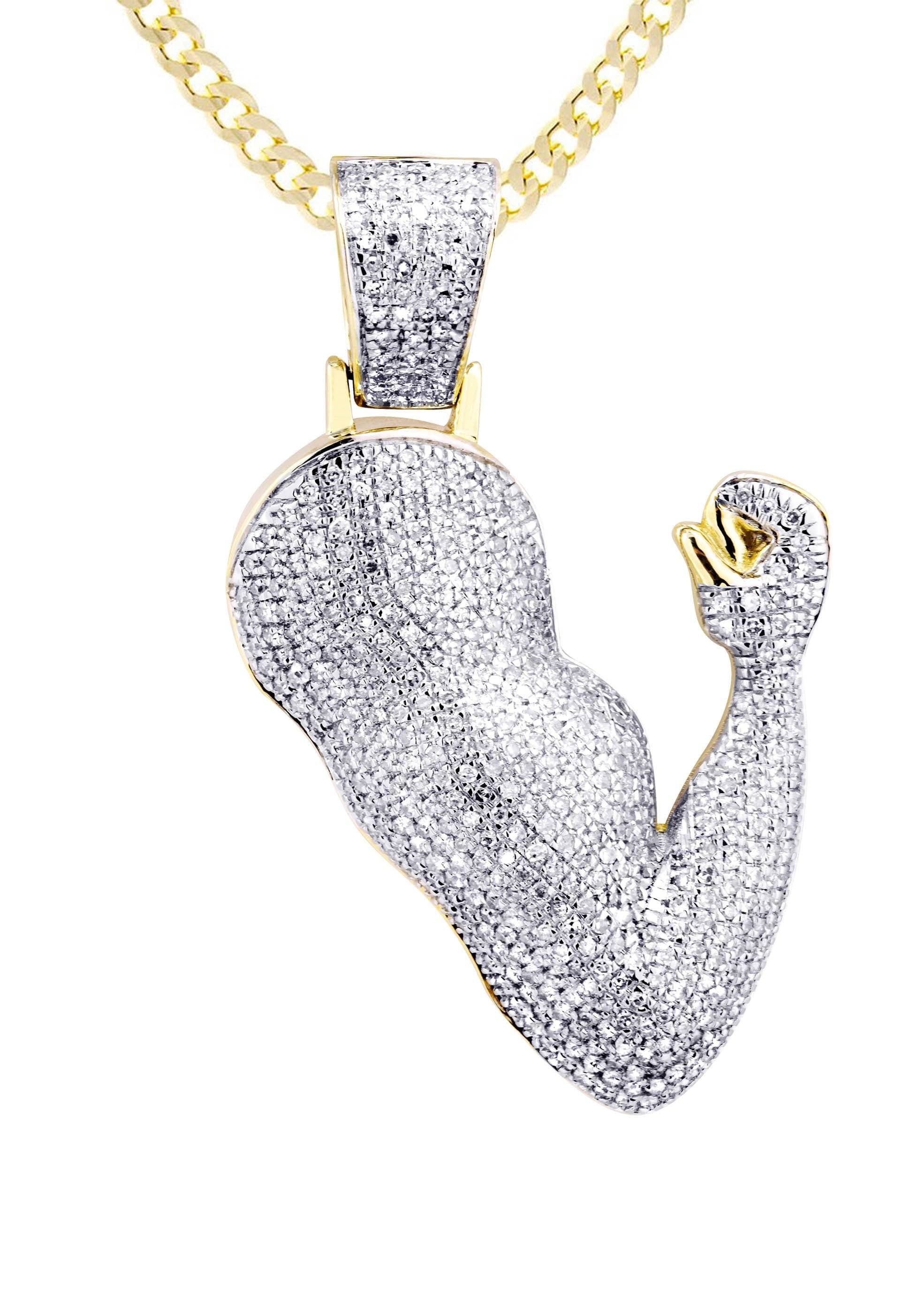 10K Yellow Gold Muscle Arm Diamond Necklace | 0.97 Carats - Image 2