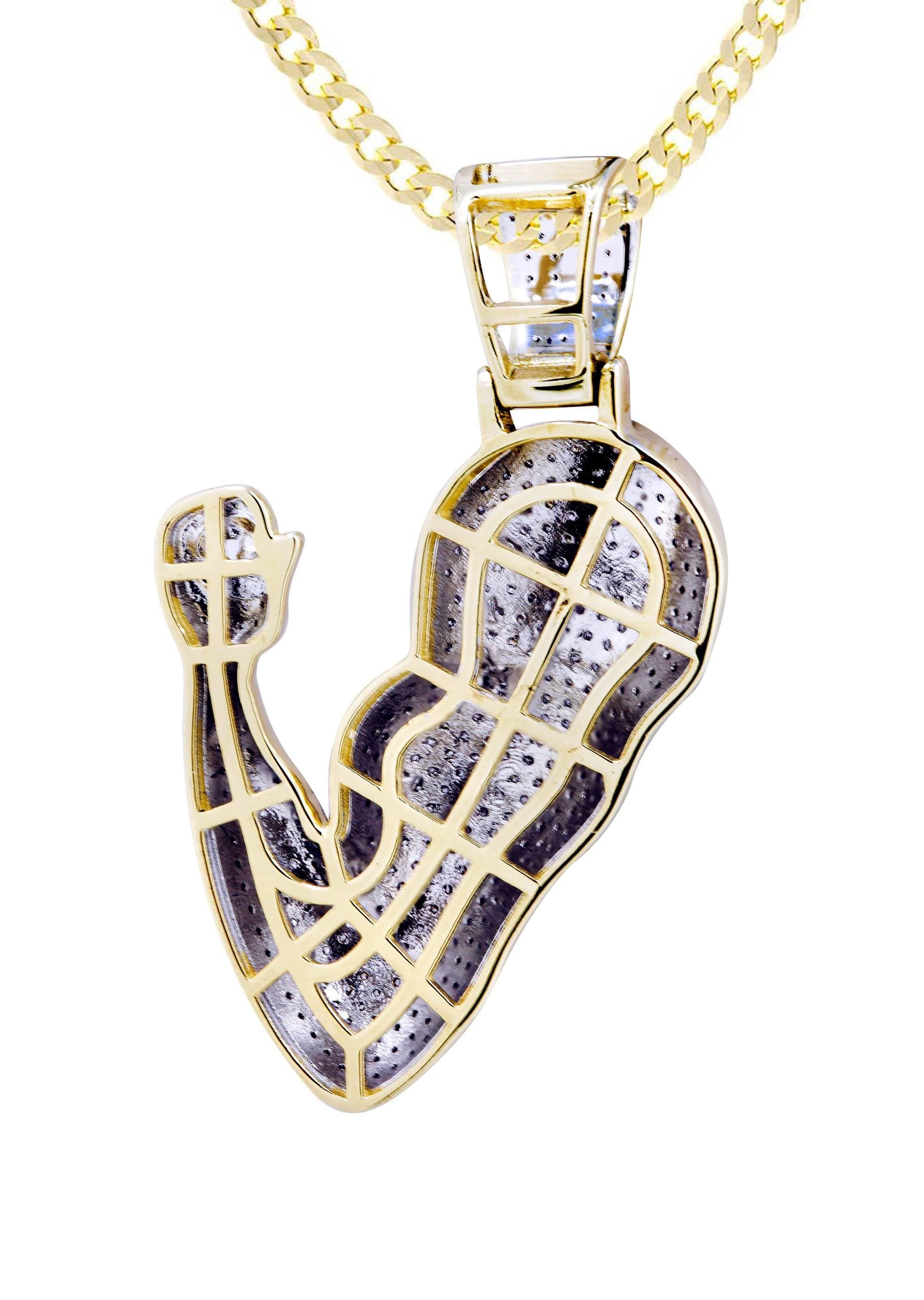 10K Yellow Gold Muscle Arm Diamond Necklace | 0.97 Carats - Image 3