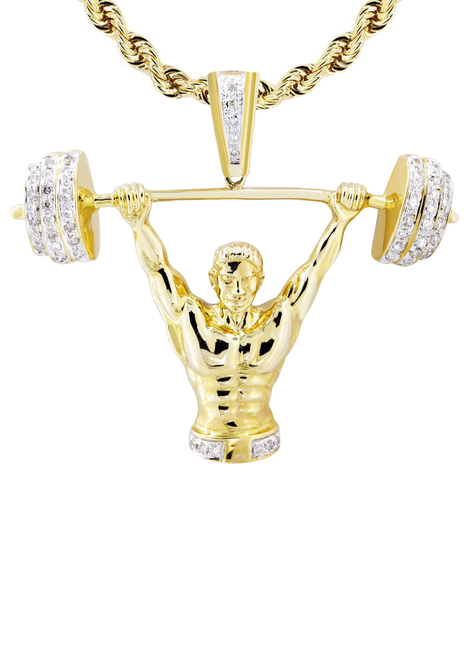 10K Yellow Gold Muscle Man Diamond Necklace | 0.85 Carats - Image 2