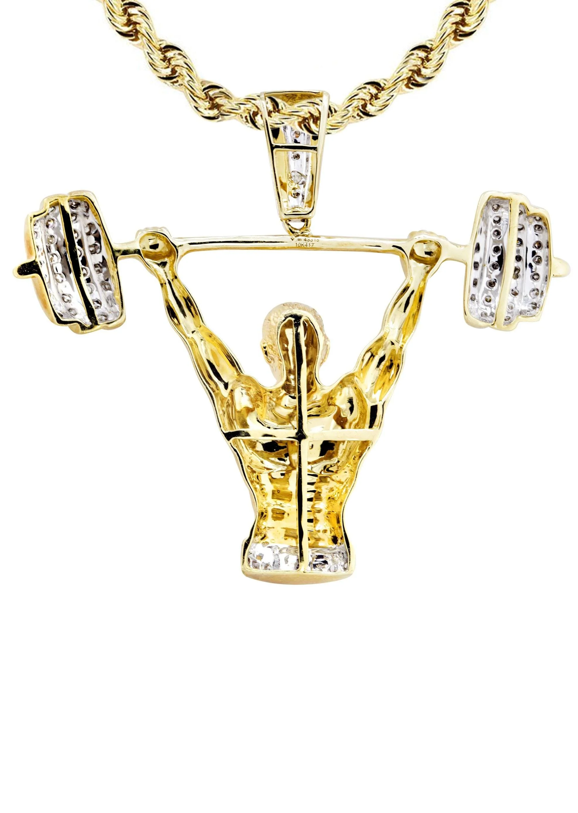 10K Yellow Gold Muscle Man Diamond Necklace | 0.85 Carats - Image 3