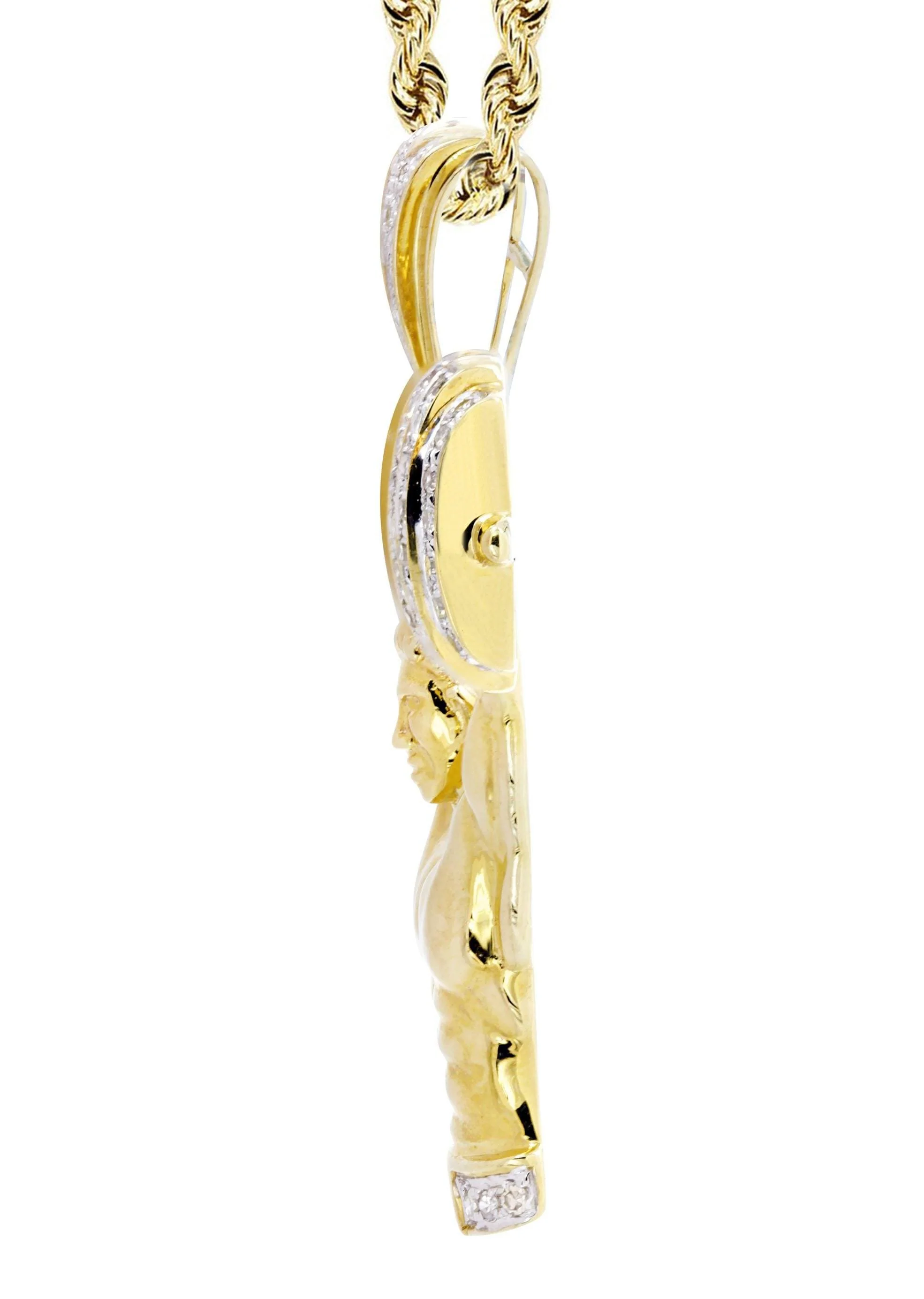 10K Yellow Gold Muscle Man Diamond Necklace | 0.85 Carats - Image 4