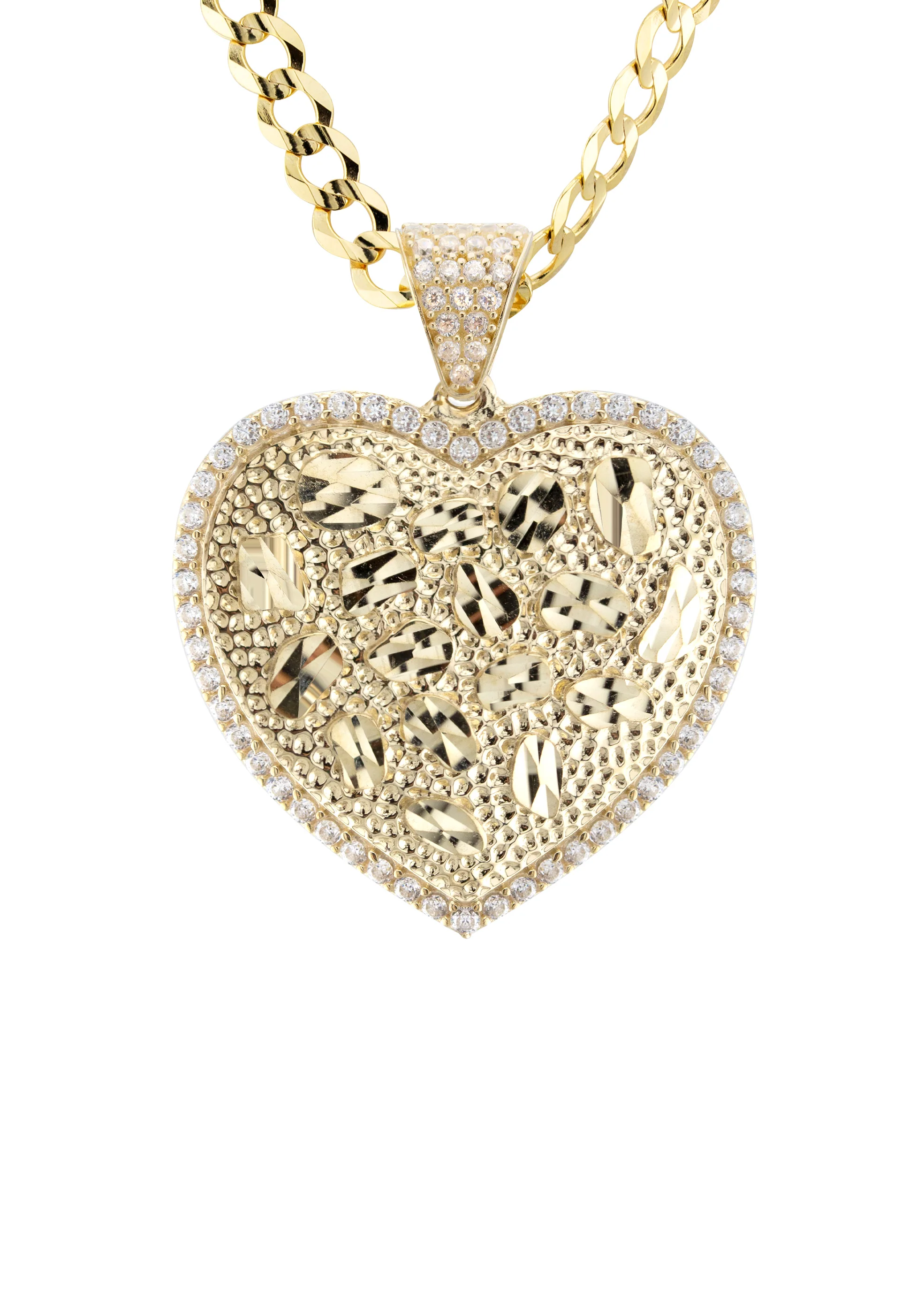 10K Yellow Gold Heart Nugget Necklace | Appx. 4.5 - 18.5 Grams - Image 2