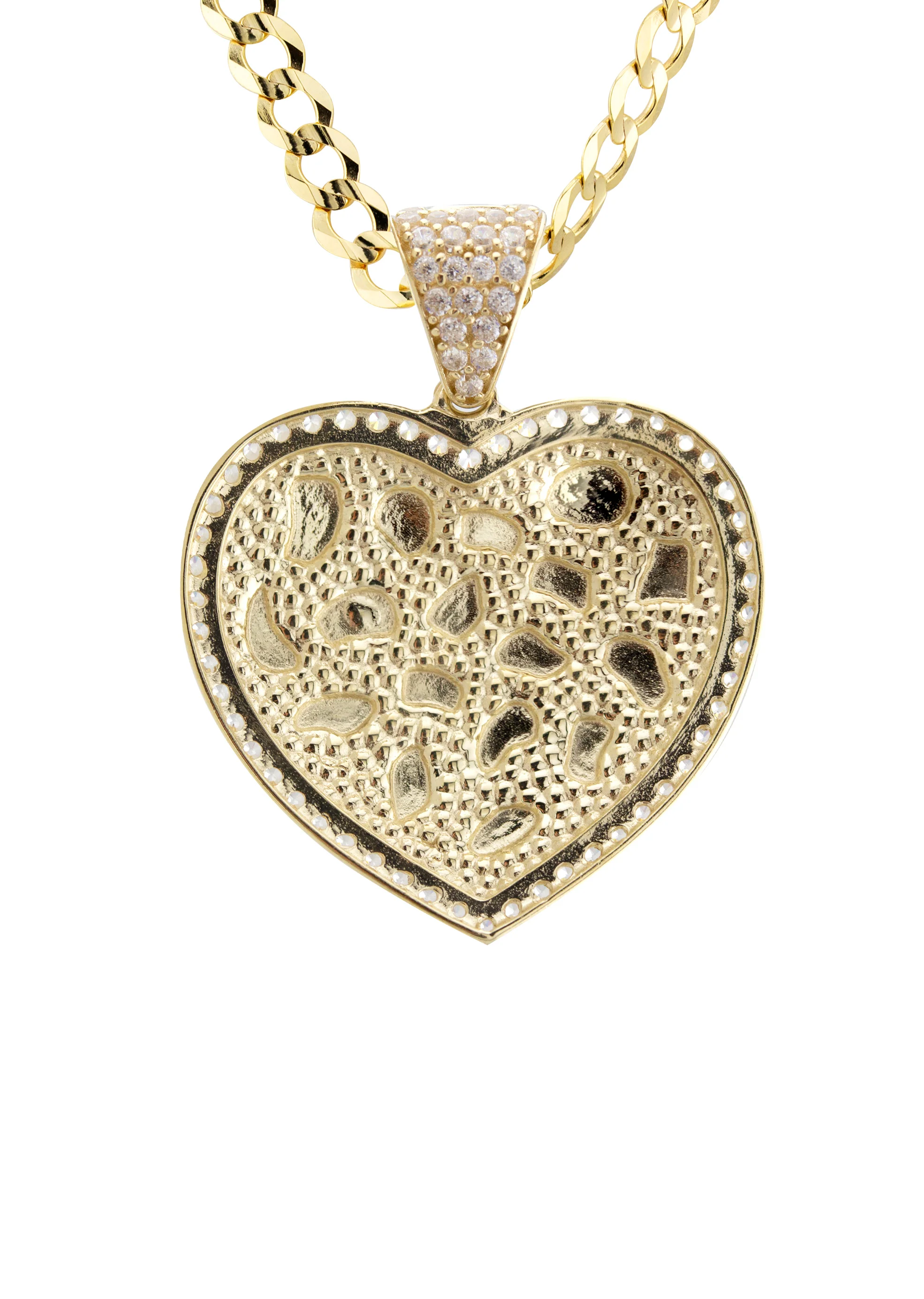 10K Yellow Gold Heart Nugget Necklace | Appx. 4.5 - 18.5 Grams - Image 3