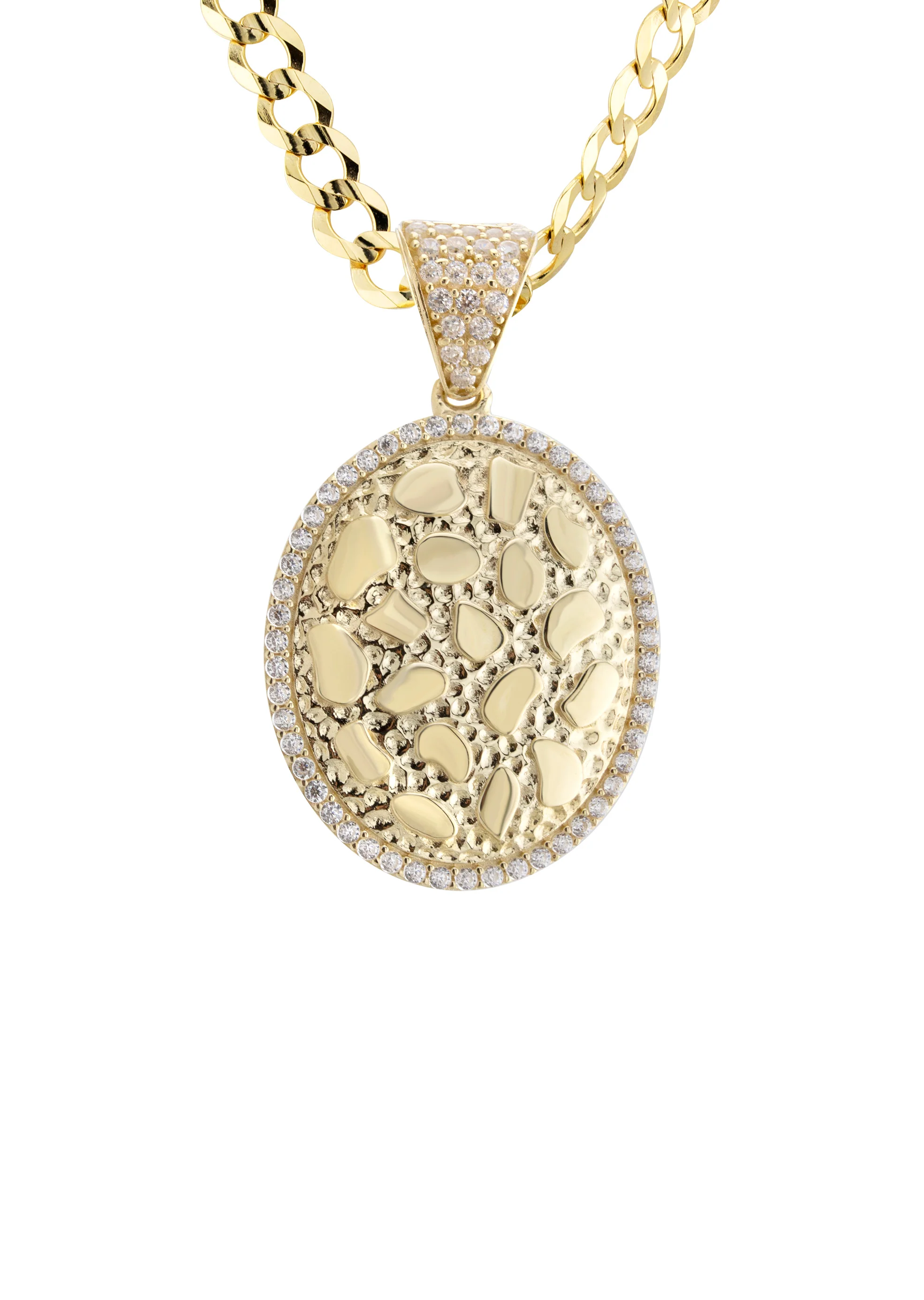 10K Yellow Gold Oval Nugget Necklace | Appx. 3.3 - 17.3 Grams - Image 2