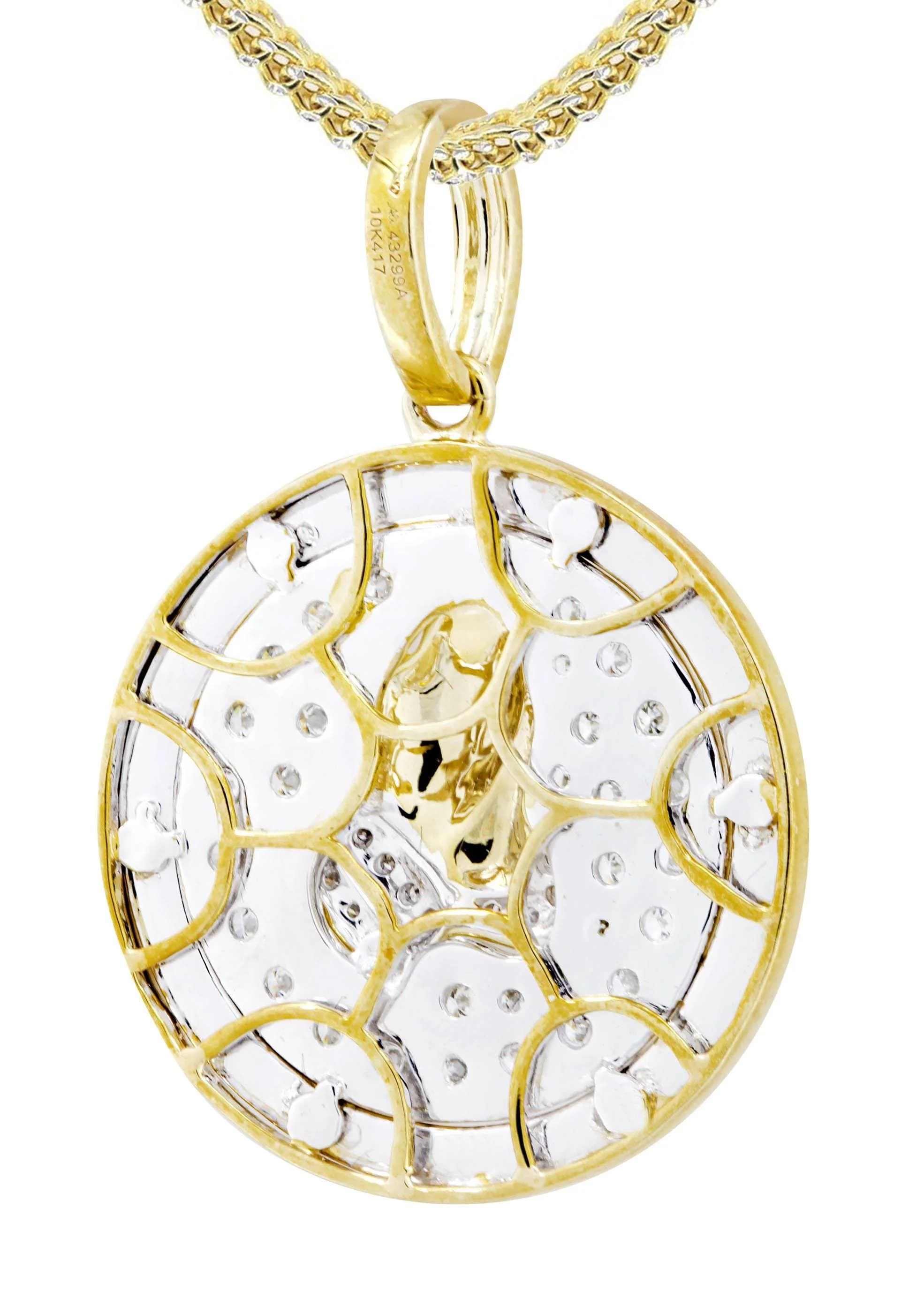 10K Yellow Gold Praying Hands Diamond Necklace | 0.54 Carats - Image 3