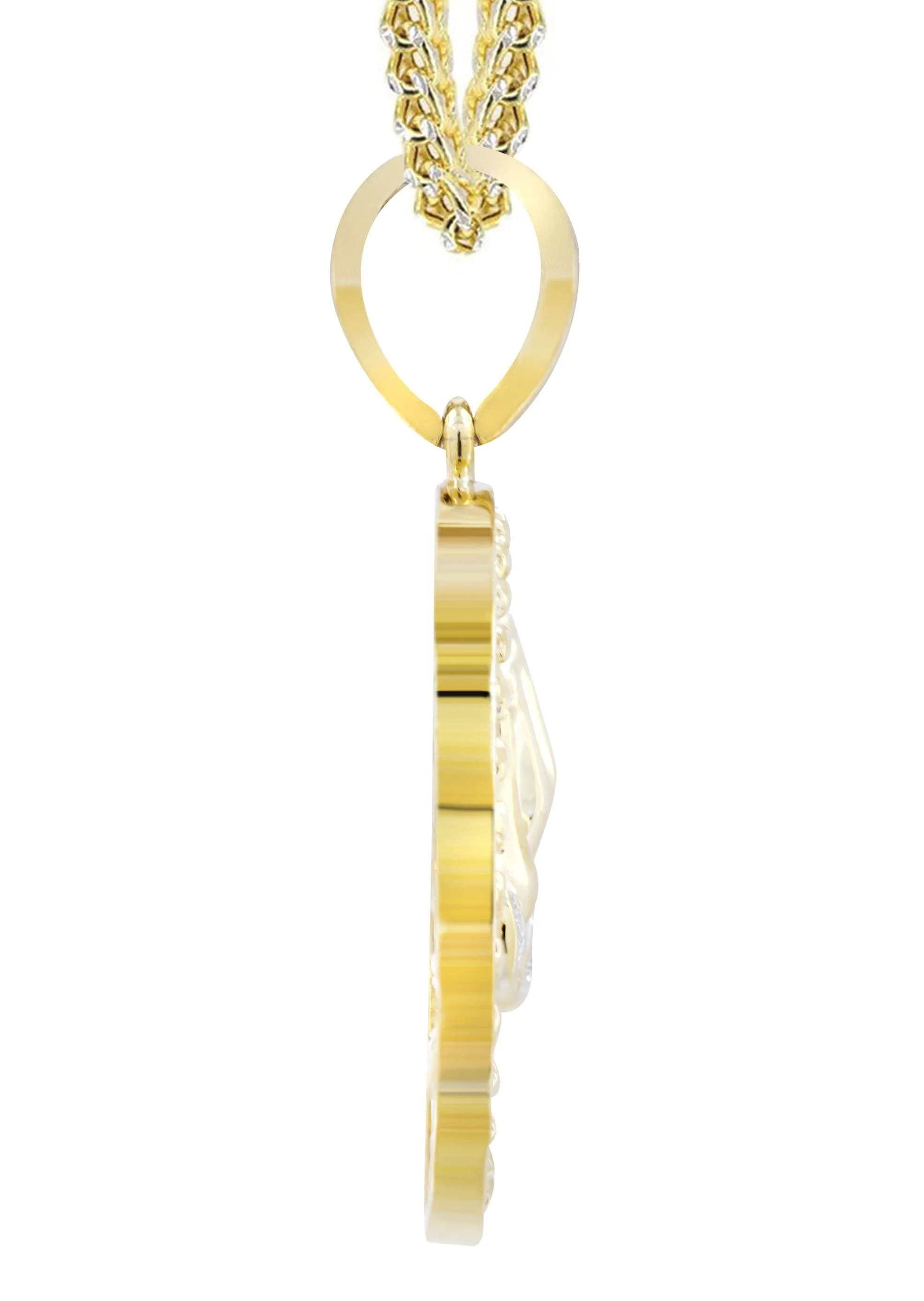 10K Yellow Gold Praying Hands Diamond Necklace | 0.54 Carats - Image 4