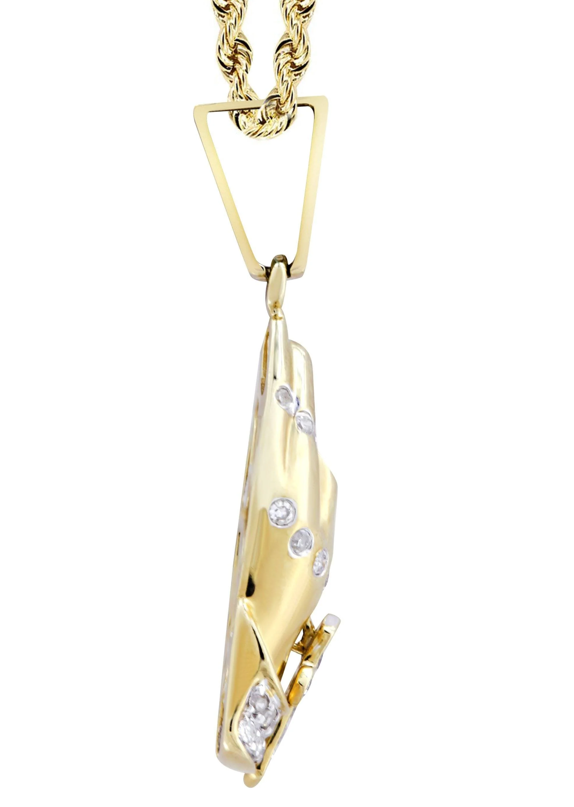 10K Yellow Gold Praying Hands Diamond Necklace | 0.36 Carats - Image 4