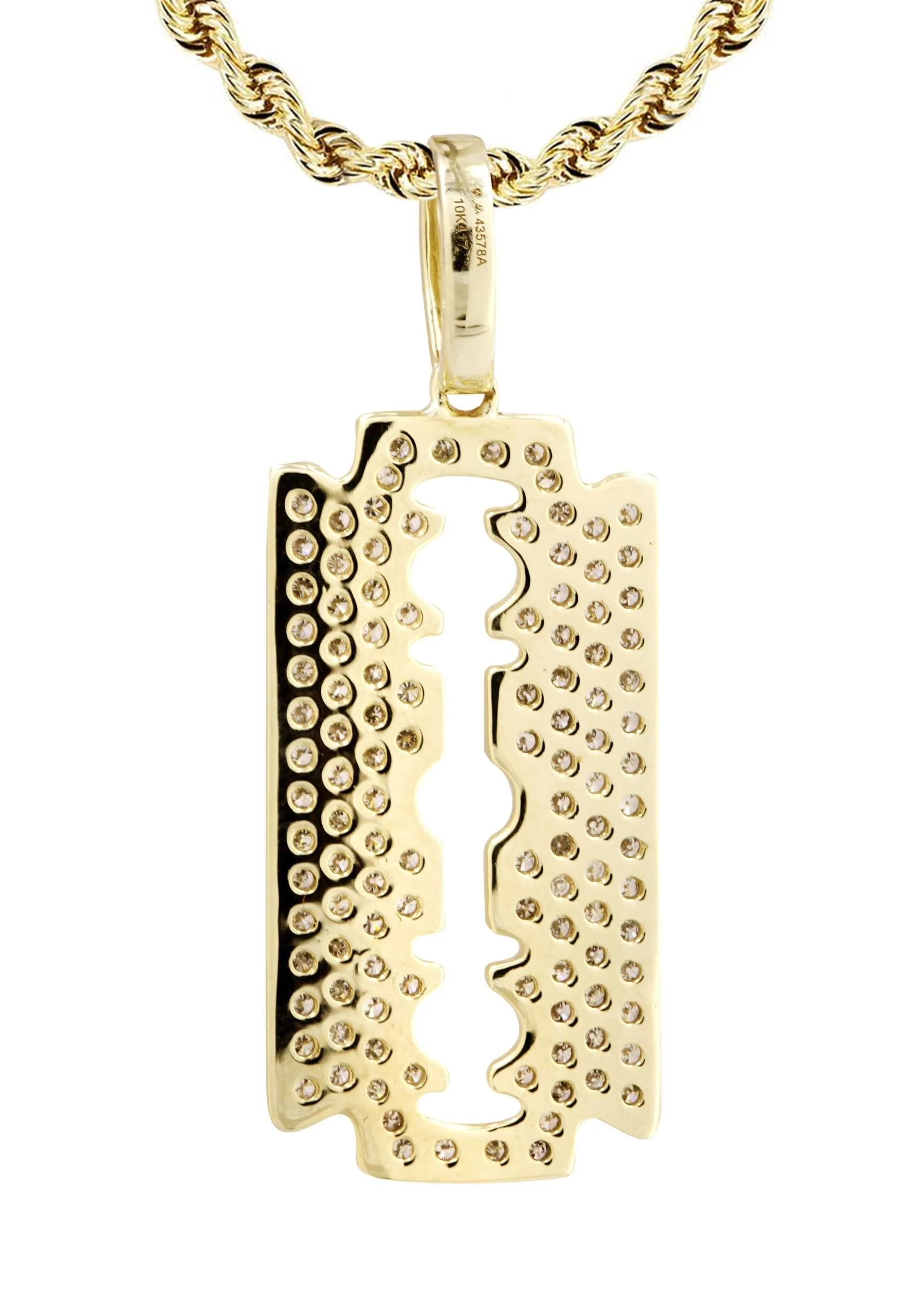 10K Yellow Gold Razor Blade Barber Diamond Necklace | 0.77 Carats - Image 3