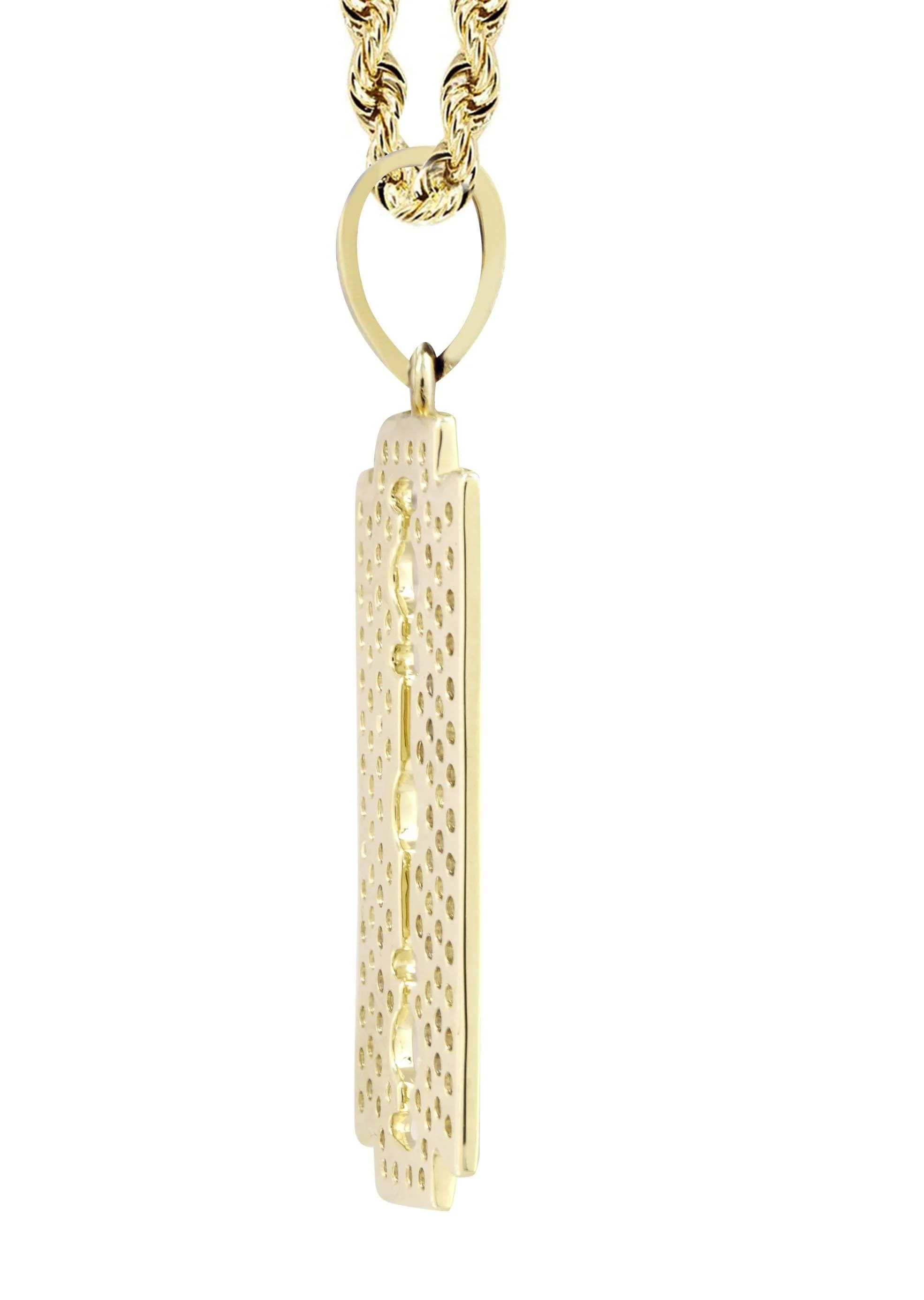 10K Yellow Gold Razor Blade Barber Diamond Necklace | 0.77 Carats - Image 4
