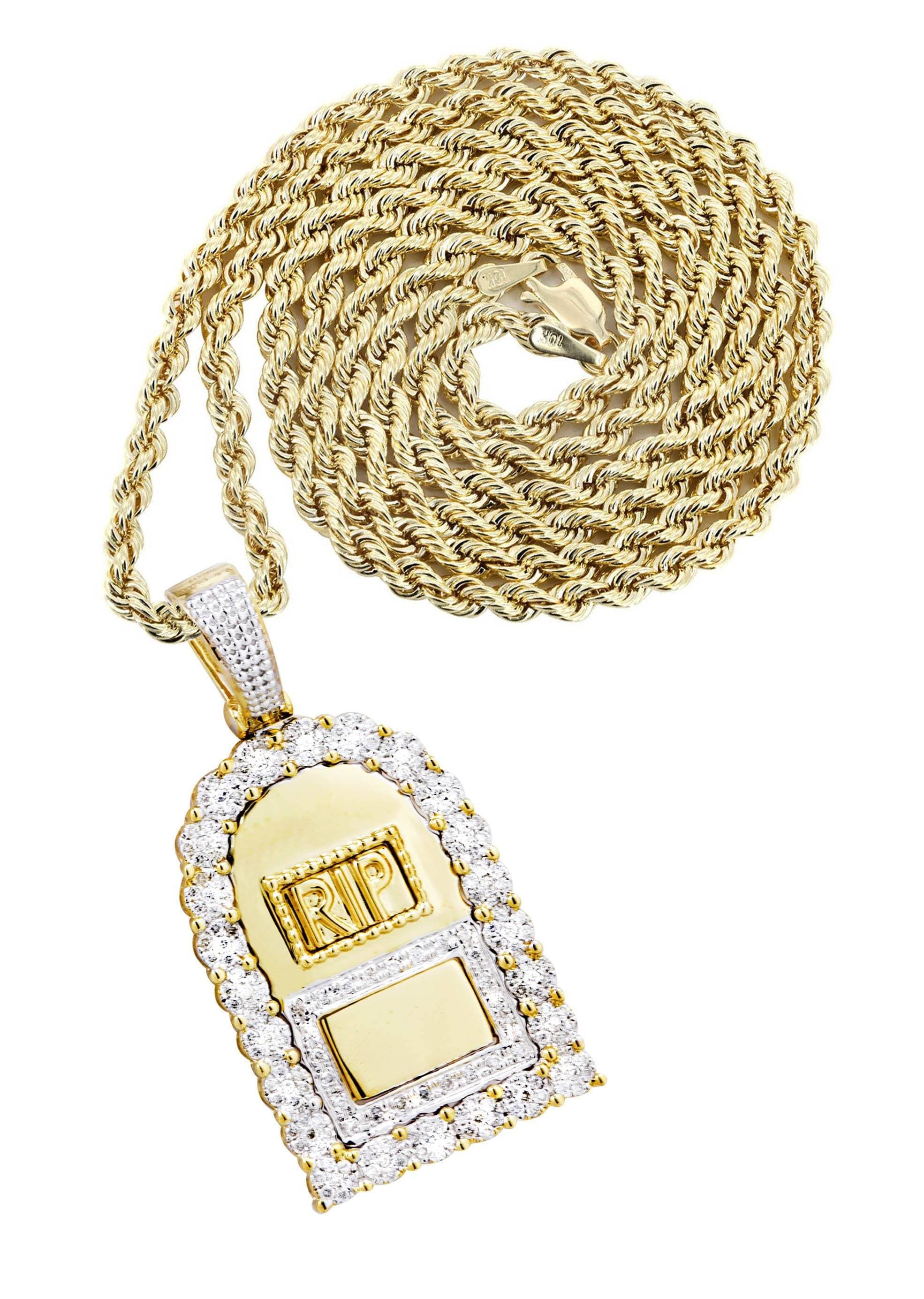 10K Yellow Gold RIP Diamond Necklace | 0.85 Carats
