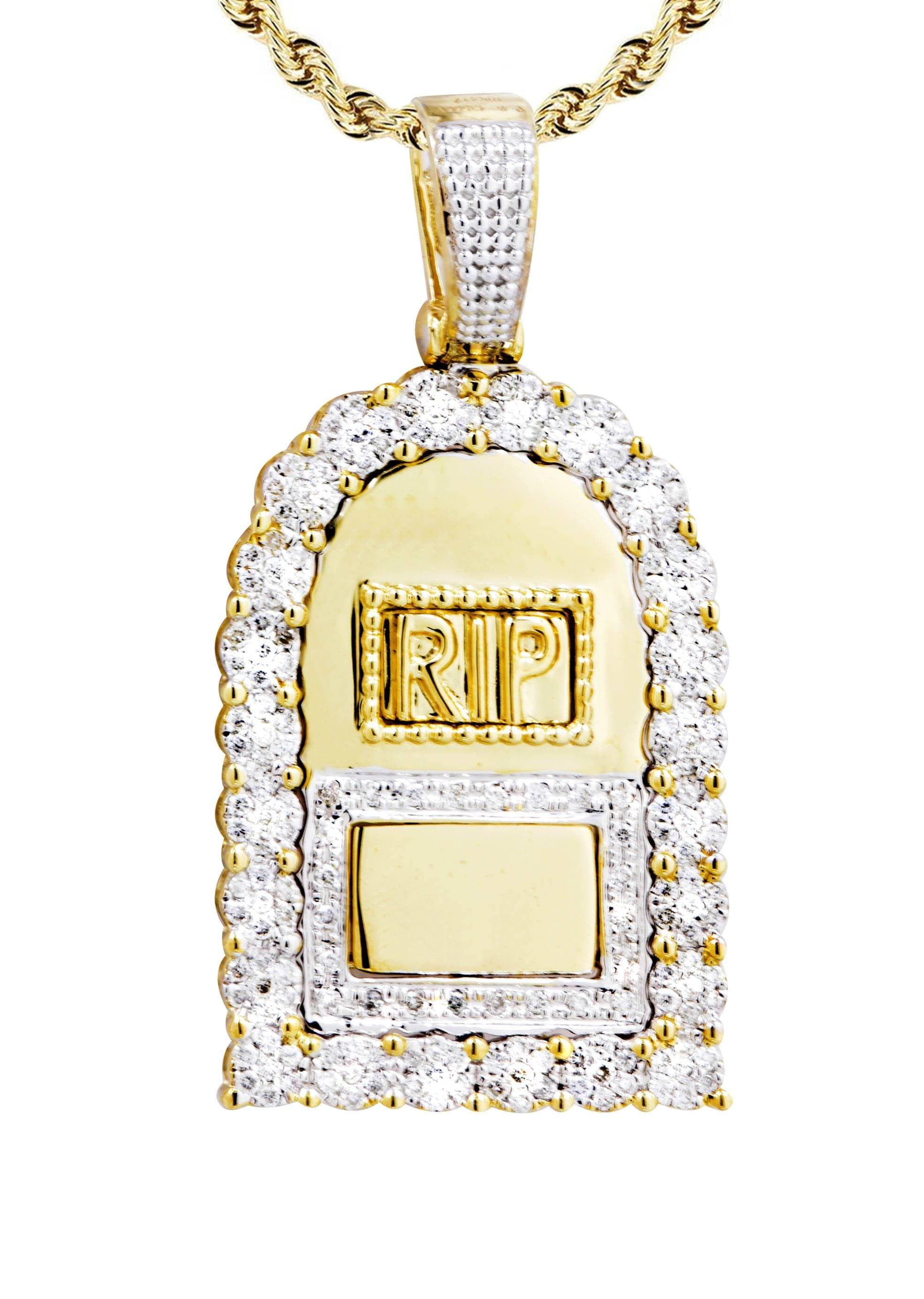 10K Yellow Gold RIP Diamond Necklace | 0.85 Carats - Image 2