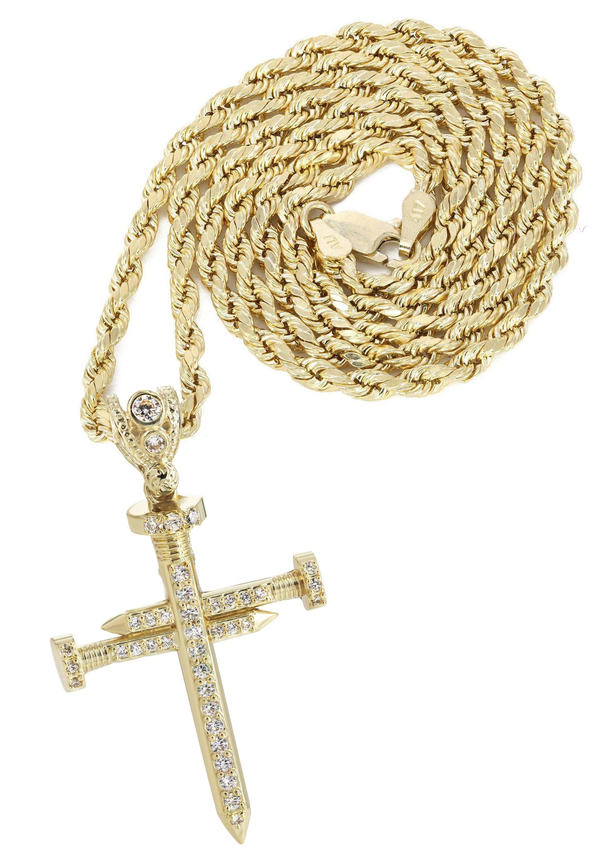 10K Yellow Gold Cross Necklace | Appx. 14.4 Grams
