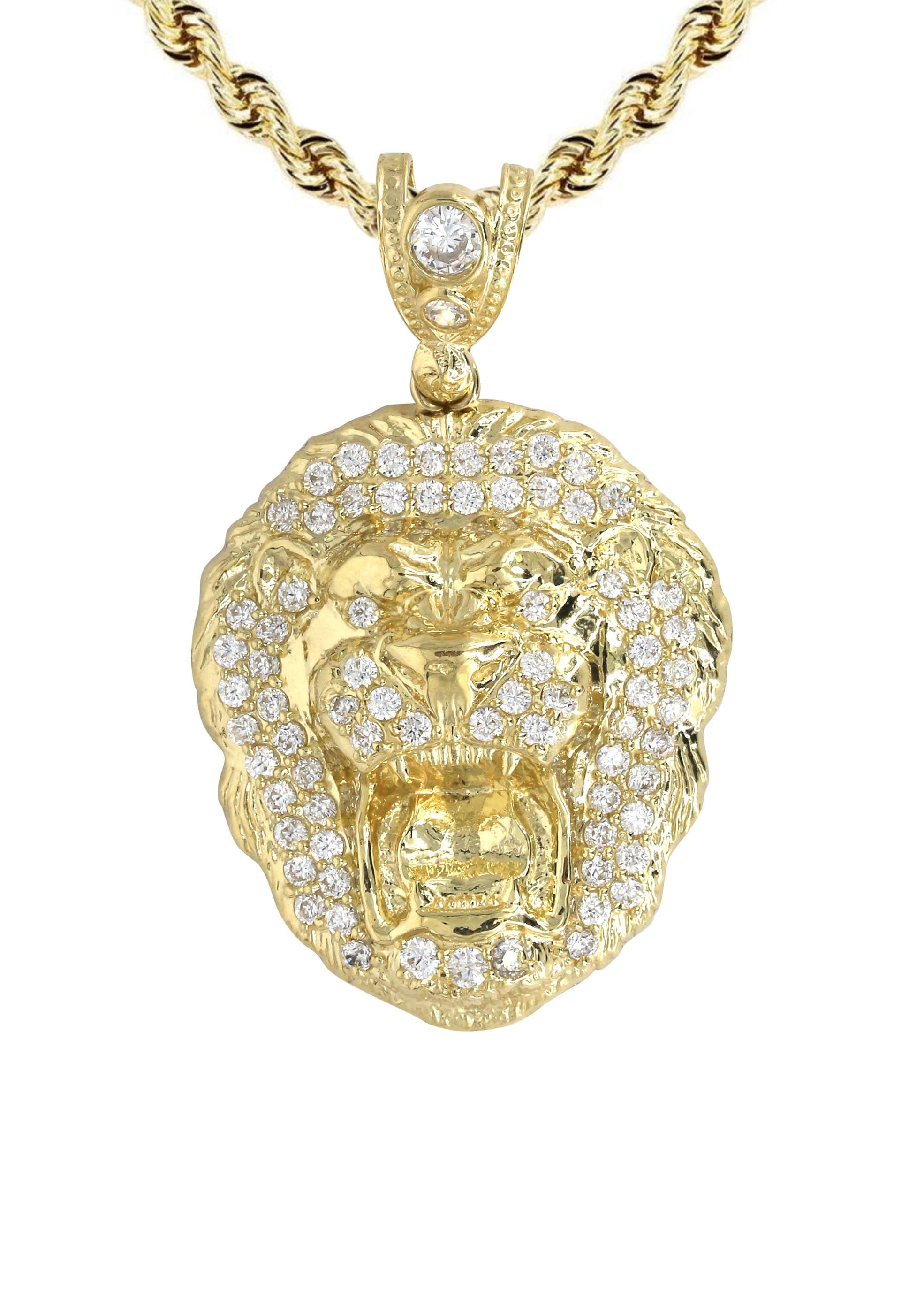 10K Yellow Gold Lion Head Necklace | Appx 16.4 Grams - Image 2