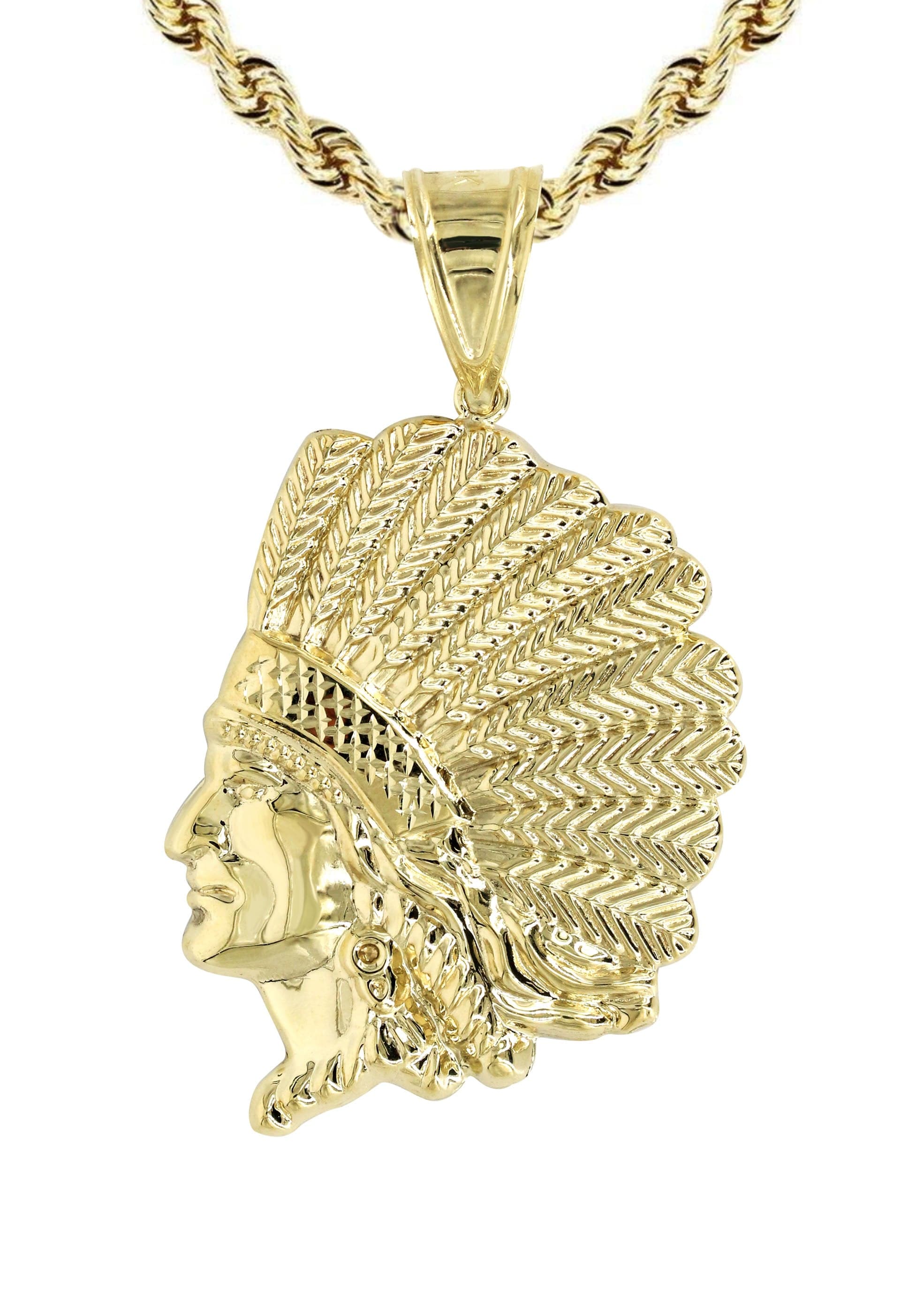 10K Yellow Gold Chief Head Necklace | Appx. 17.8 Grams - Image 2