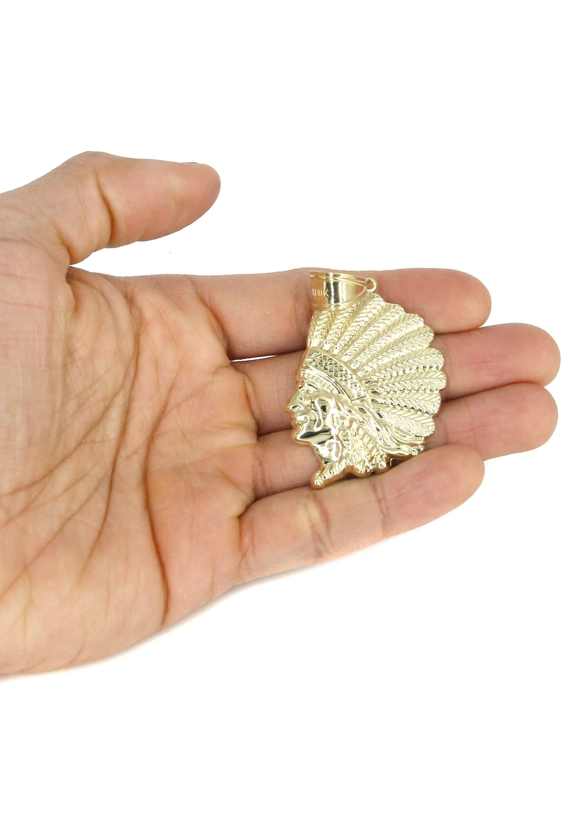 10K Yellow Gold Chief Head Necklace | Appx. 17.8 Grams - Image 5