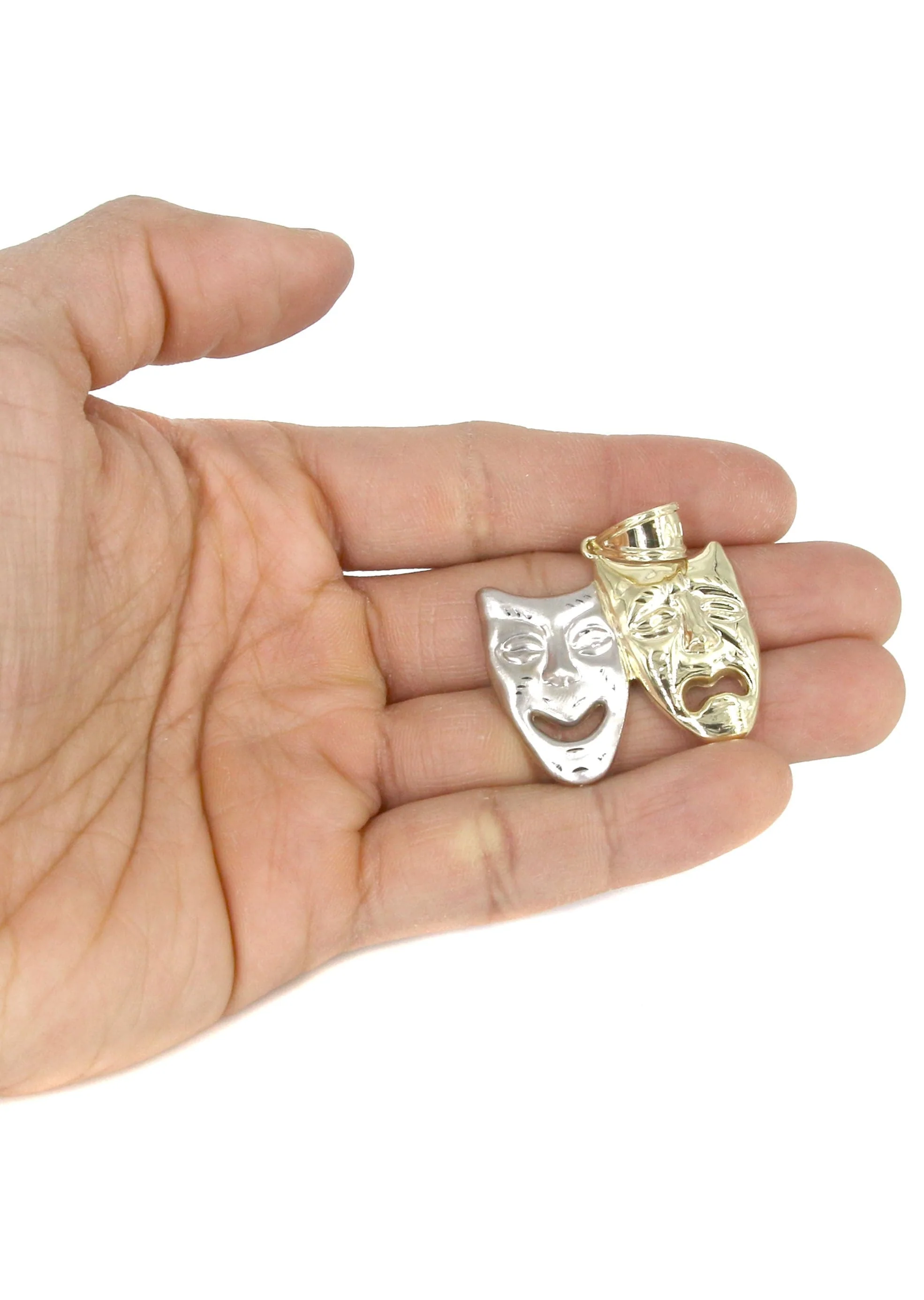 10K Yellow Gold Comedy & tragedy Masks Necklace | Appx. 15.1 Grams - Image 5