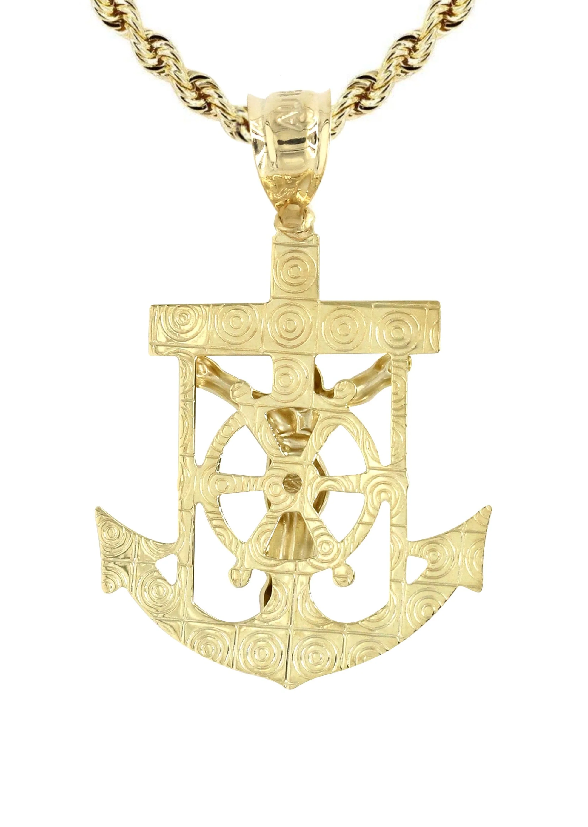 10K Yellow Gold Jesus Anchor Necklace | Appx. 12.6 Grams - Image 3