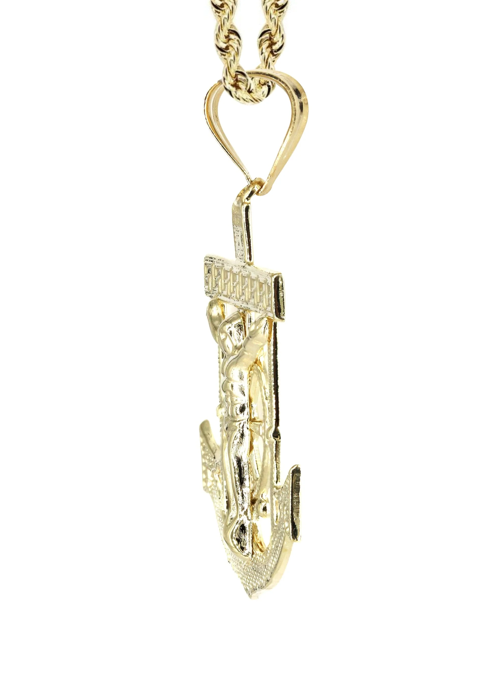 10K Yellow Gold Jesus Anchor Necklace | Appx. 12.6 Grams - Image 4