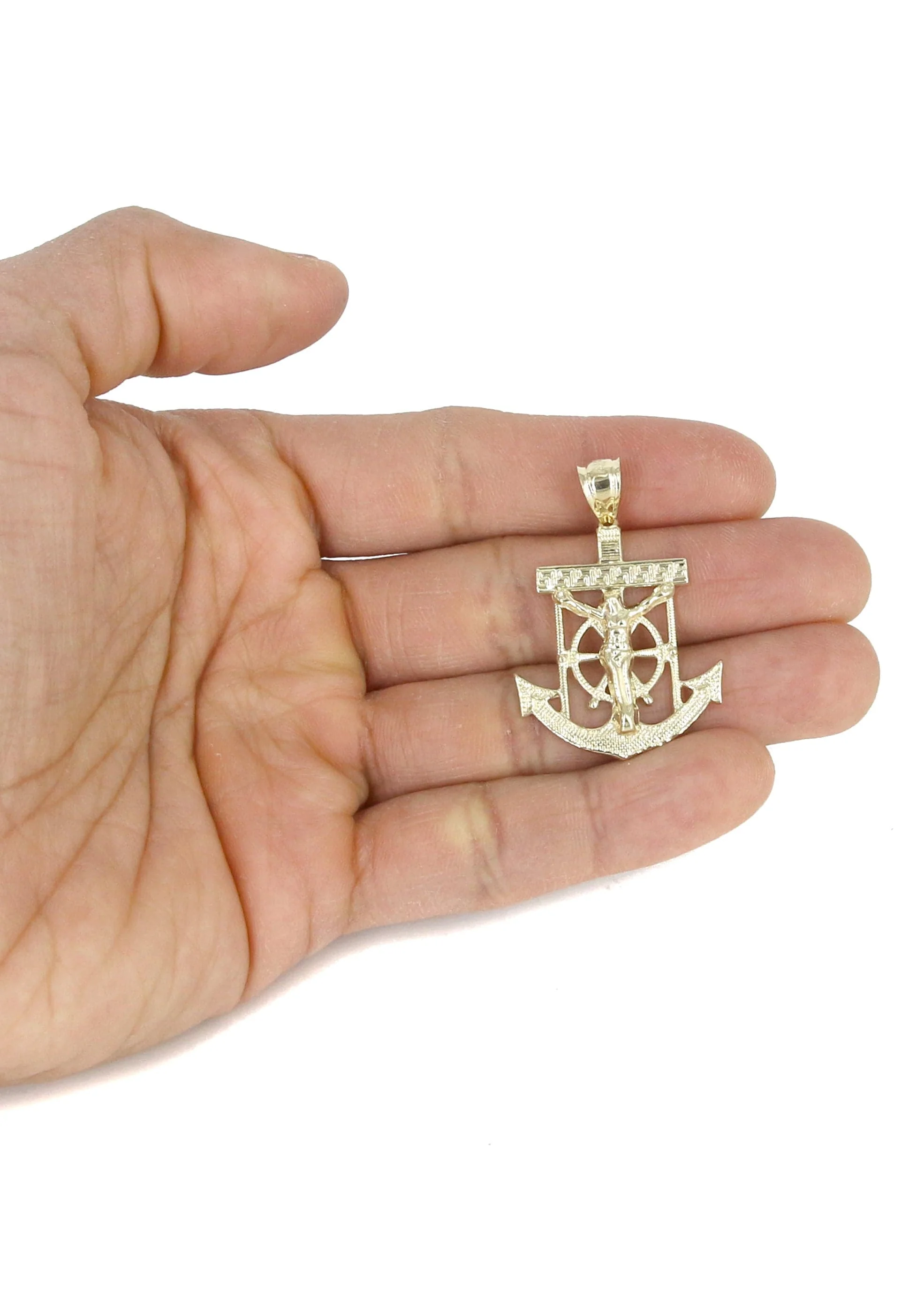 10K Yellow Gold Jesus Anchor Necklace | Appx. 12.6 Grams - Image 5