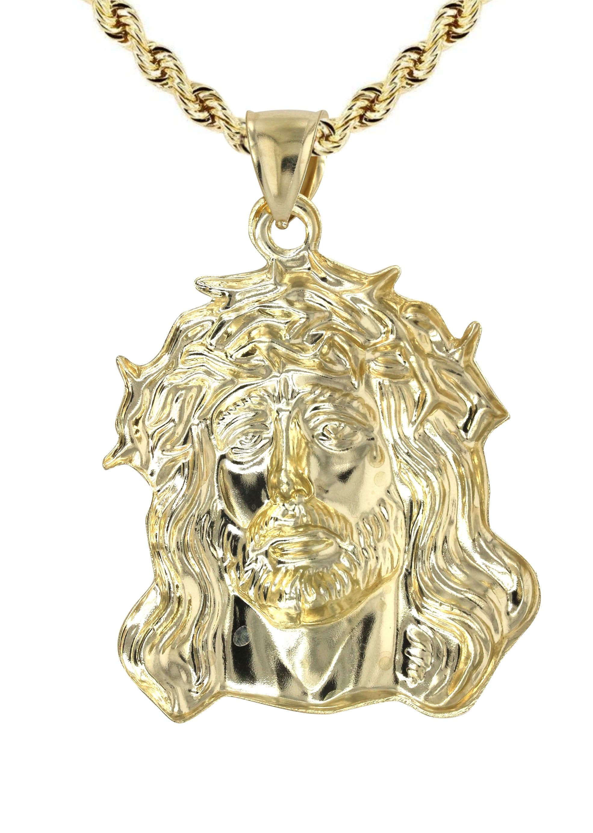 10K Yellow Gold Jesus Piece Necklace | Appx. 19 Grams - Image 3