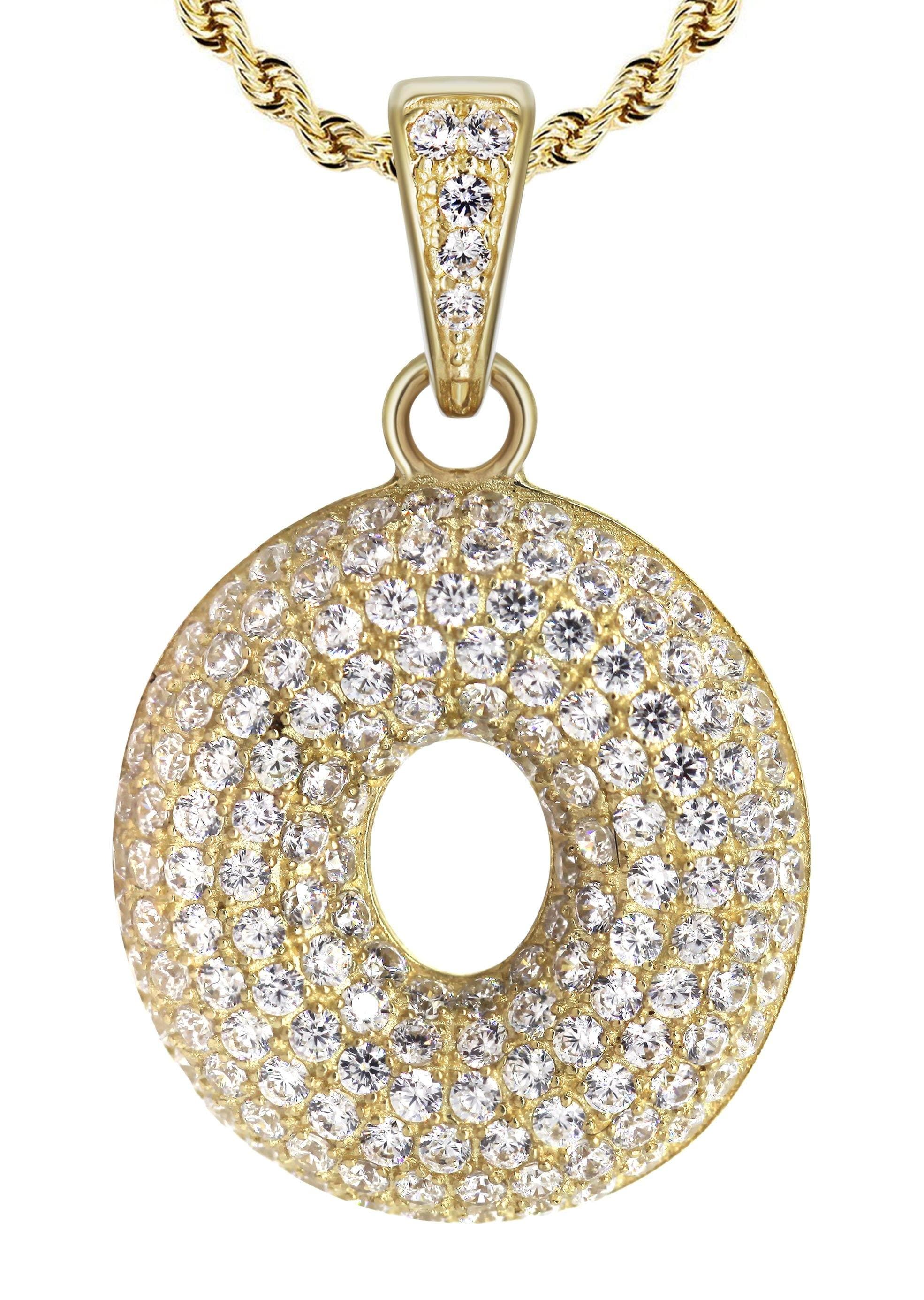 10K Yellow Gold Bubble Letter "O" CZ Necklace | Appx. 13.5 Grams - Image 2