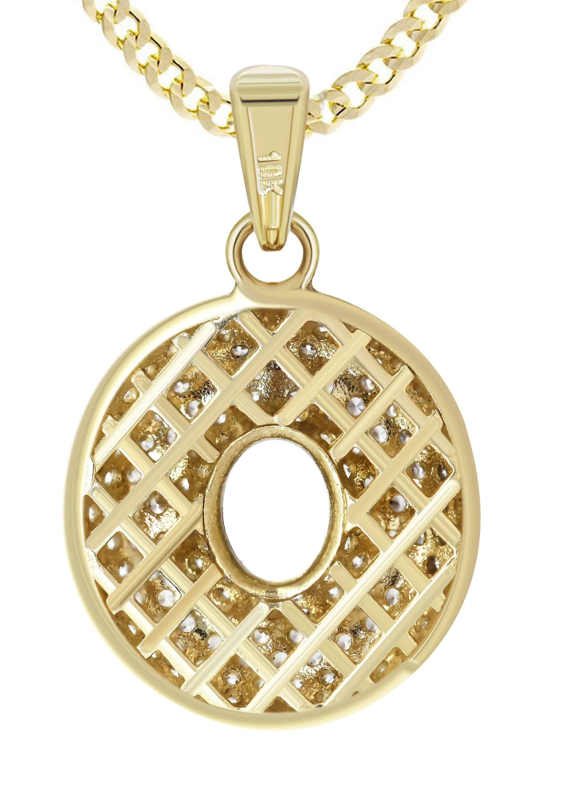 10K Yellow Gold Bubble Letter "O" CZ Necklace | Appx. 13.5 Grams - Image 3