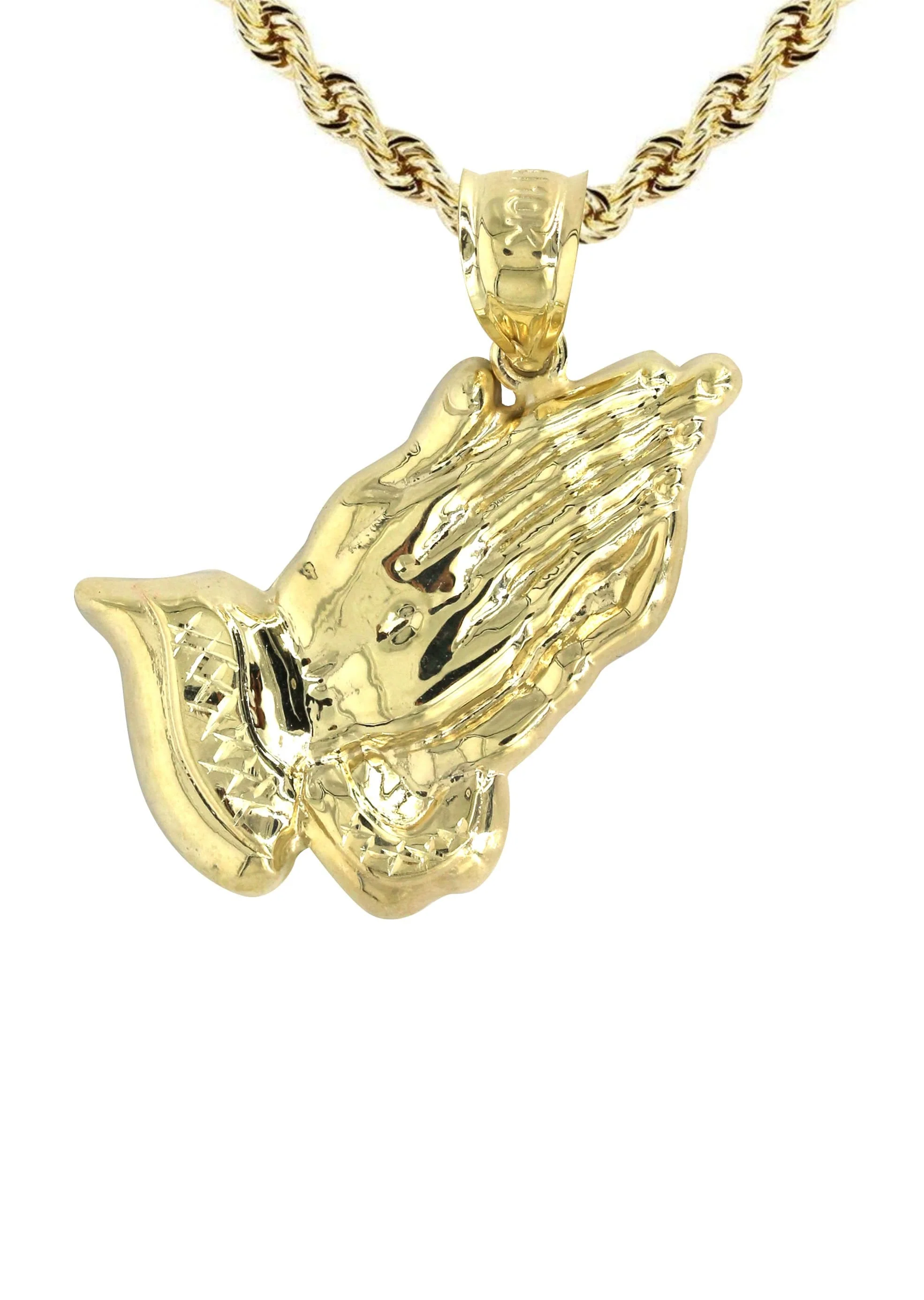 10K Yellow Gold Praying Hands Necklace | Appx. 12.6 Grams - Image 2