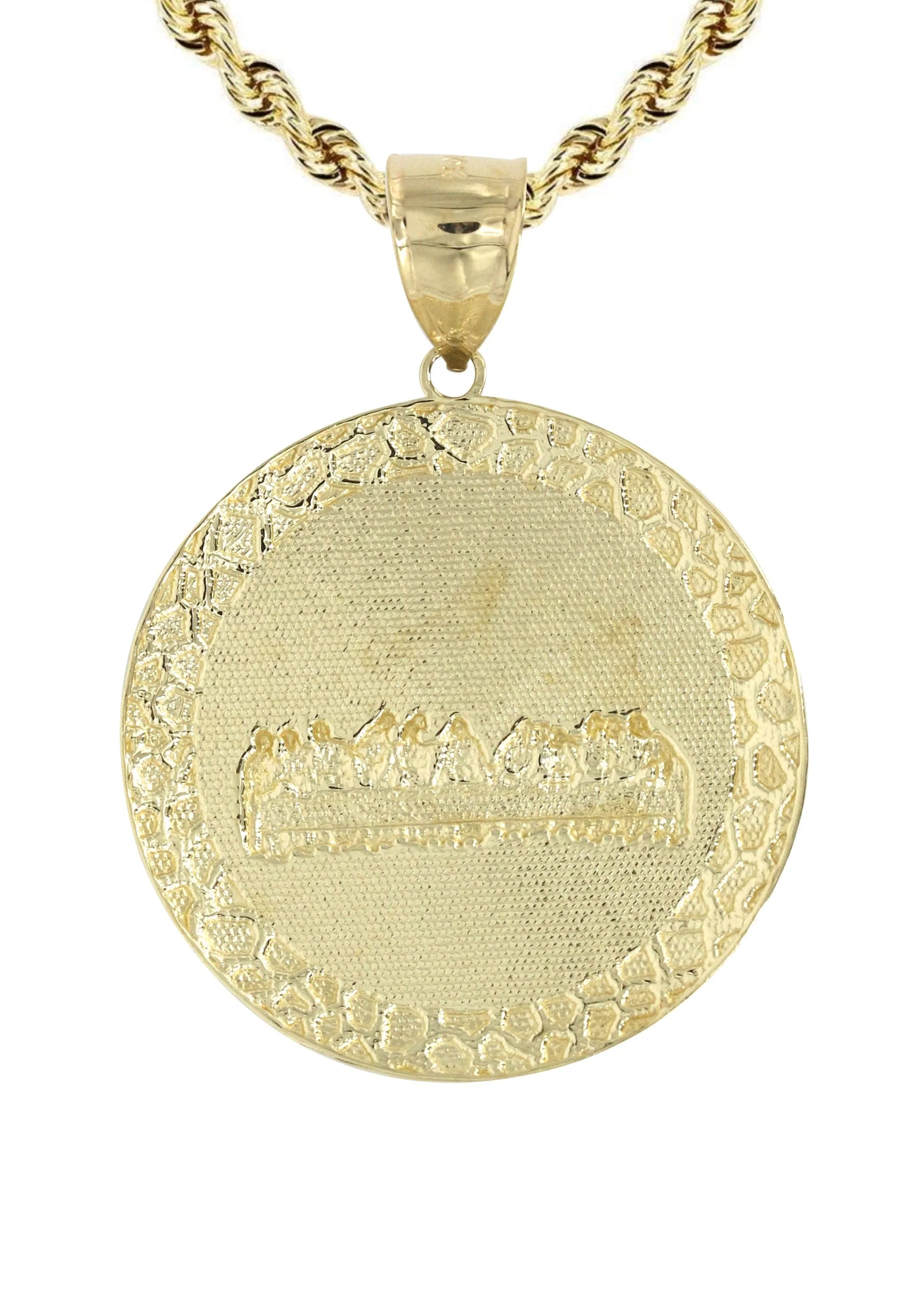 10K Yellow Gold Round Last Supper Necklace | Appx 17.8 Grams - Image 3