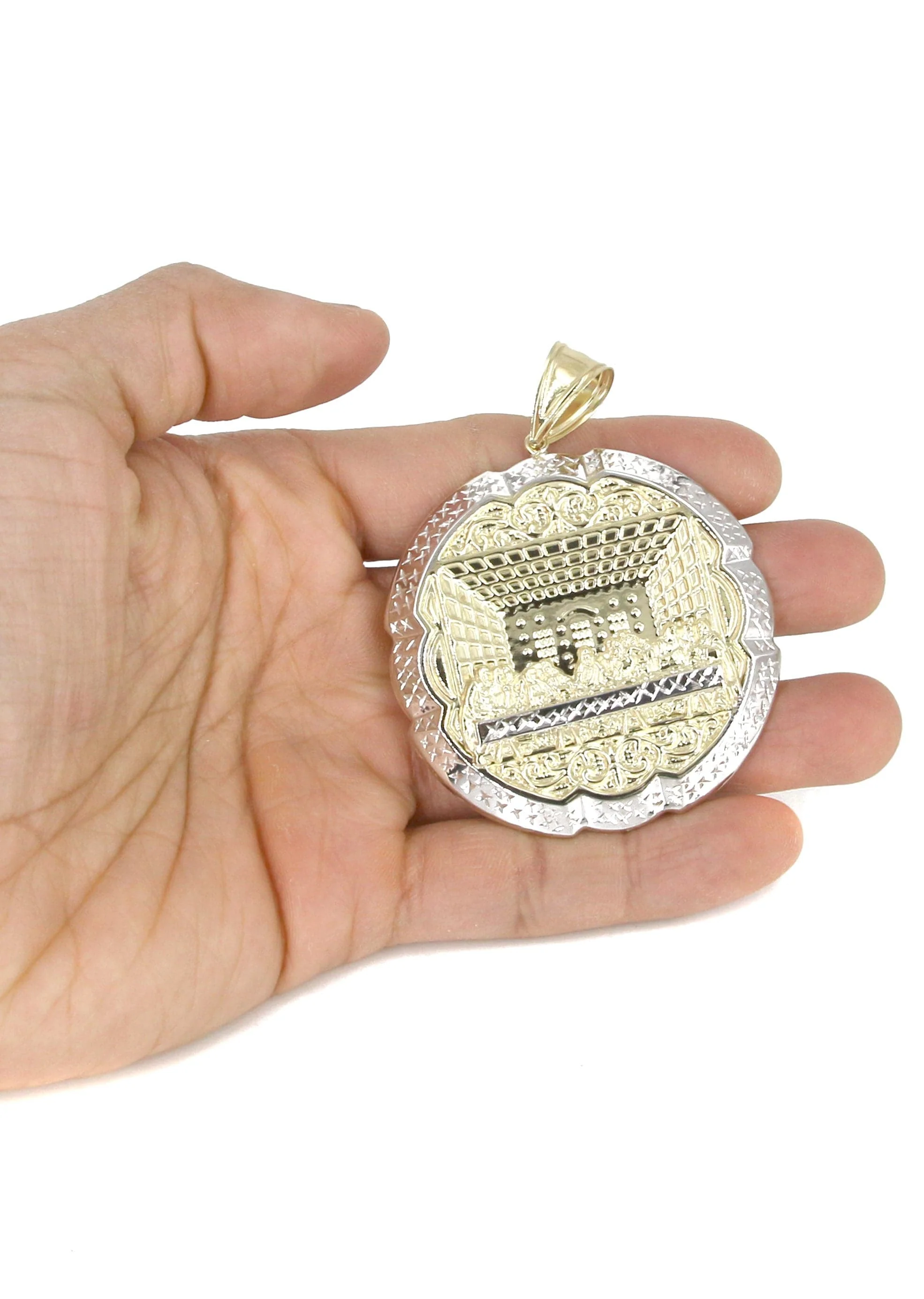 10K Yellow Gold Round Last Supper Necklace | Appx 24 Grams - Image 5