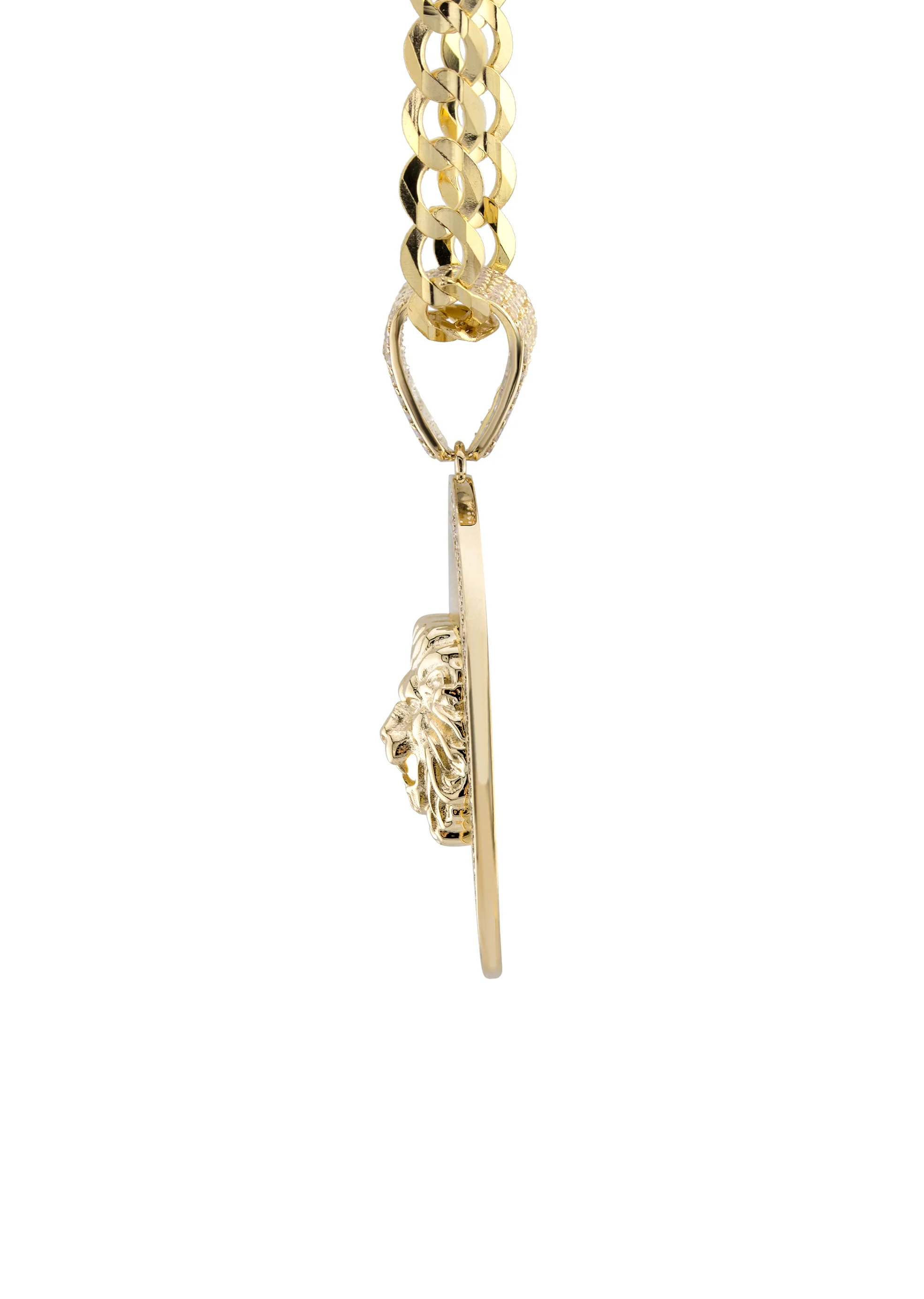 10K Yellow Gold Round Lion Head Necklace | Appx. 7.6 - 21.6 Grams - Image 2