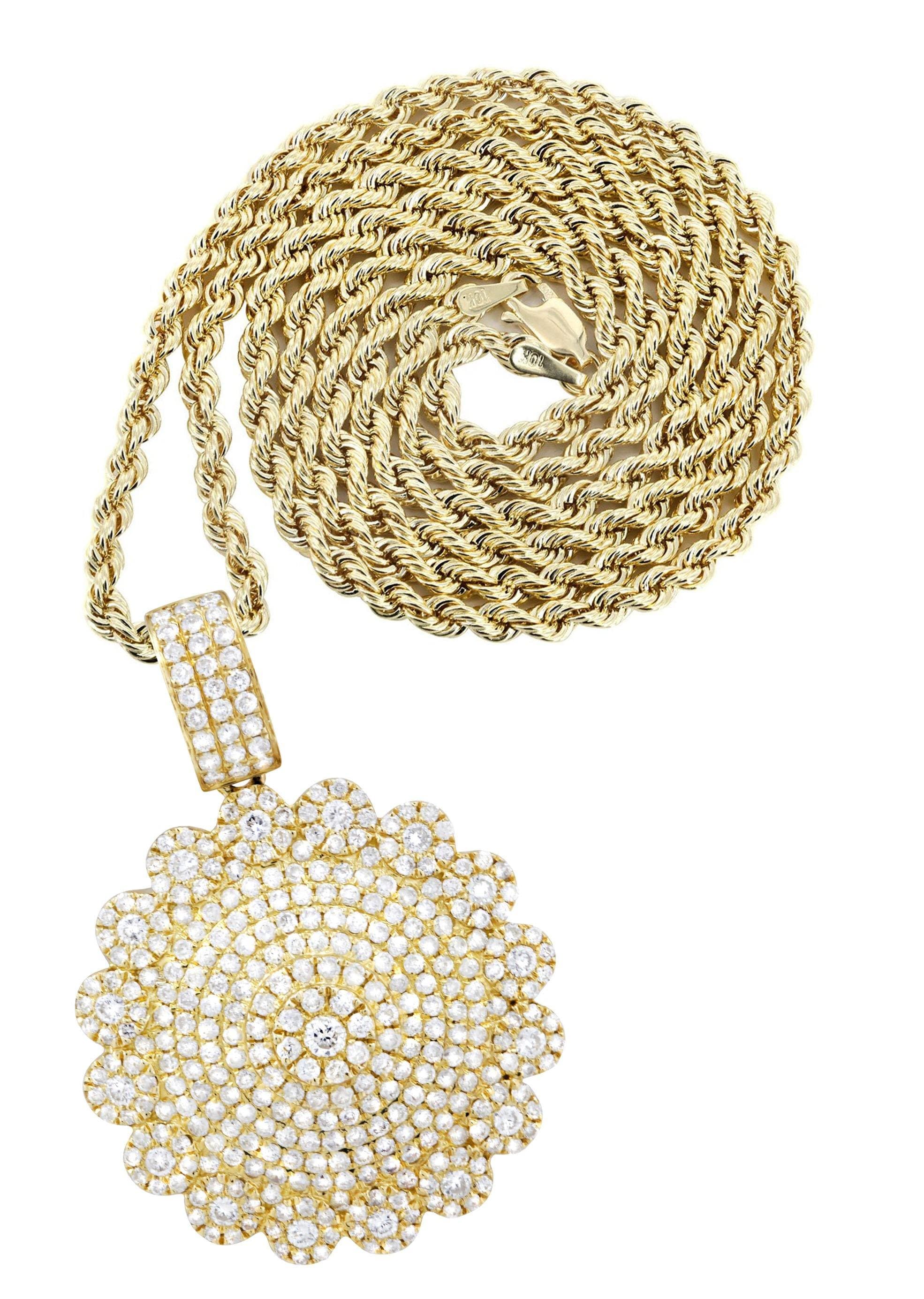 10K Yellow Gold Round Diamond Necklace | 1.94 Carats