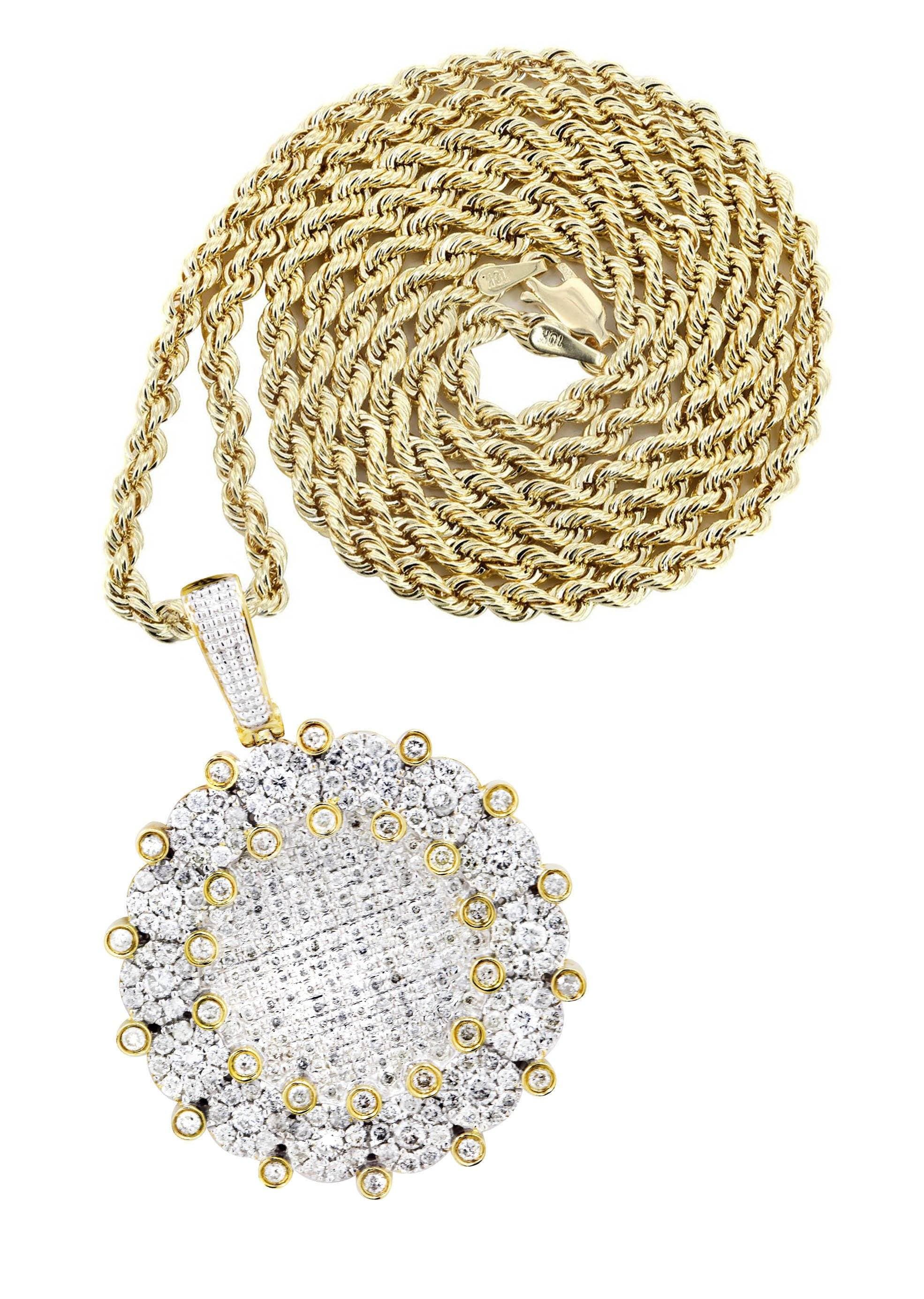 10K Yellow Gold Round Diamond Necklace | 3.08 Carats