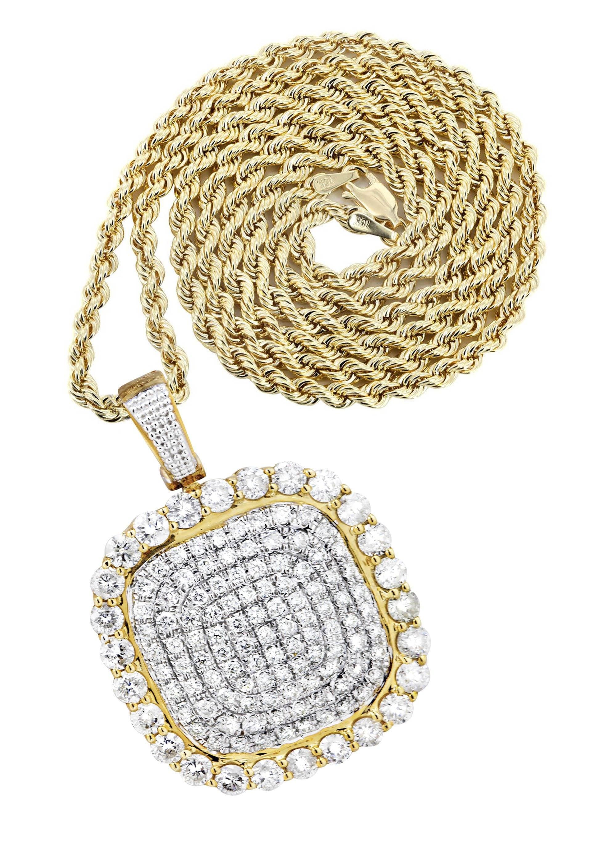 10K Yellow Gold Round Diamond Necklace | 3.34 Carats