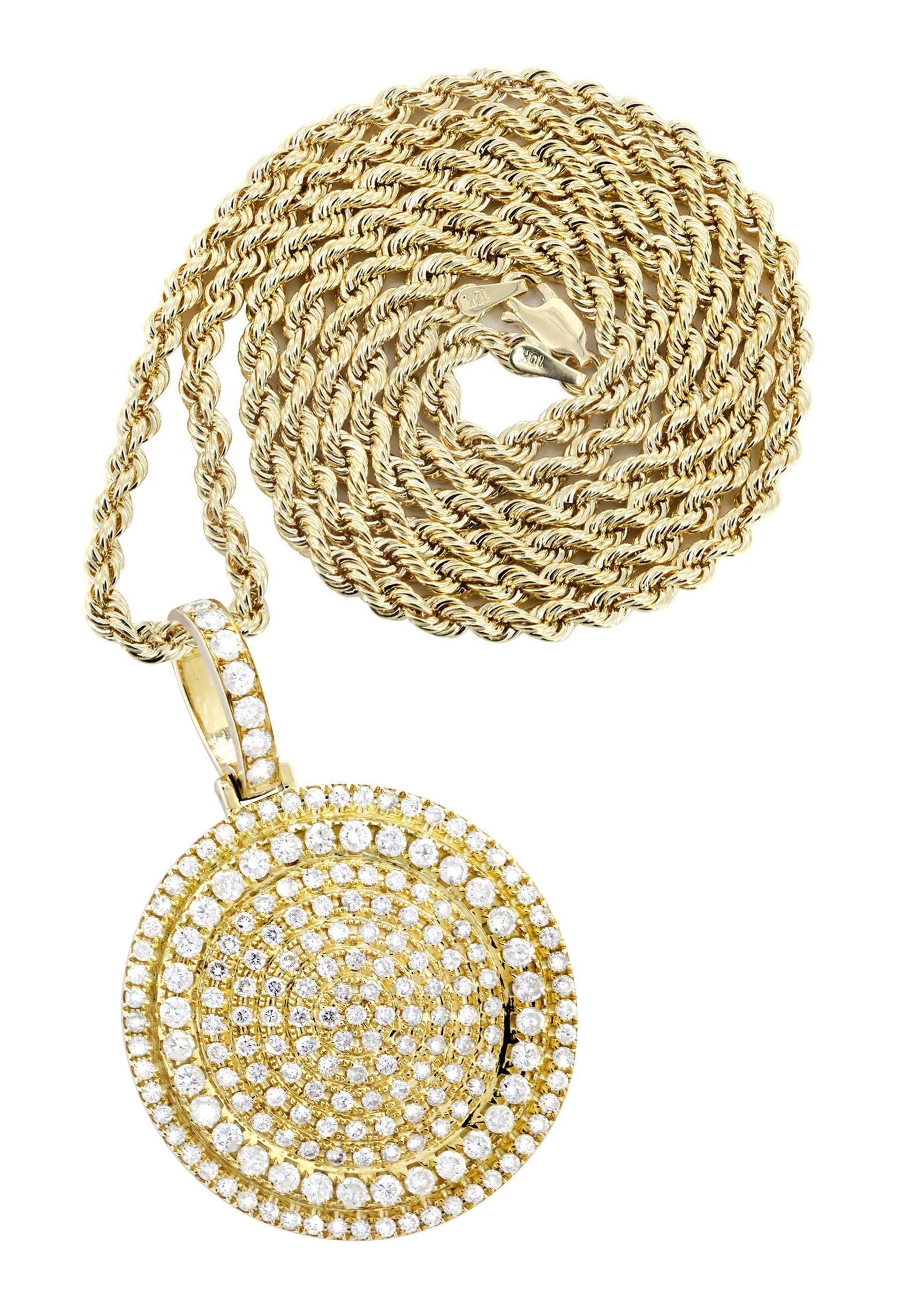 10K Yellow Gold Round Diamond Necklace | 4.42 Carats
