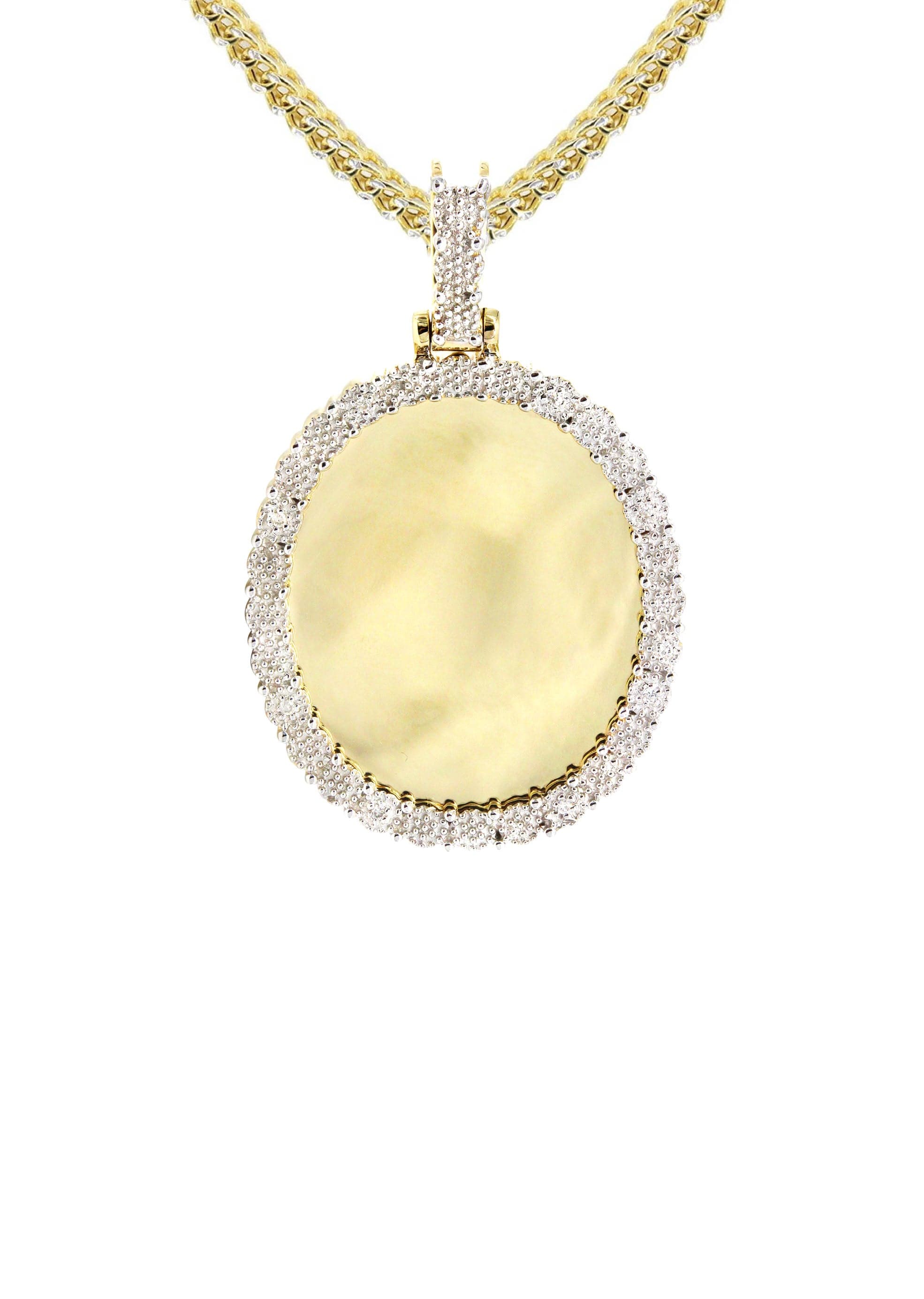 10K Yellow Gold Small Diamond Oval Picture Pendant Necklace | Appx. 17 Grams - Image 5