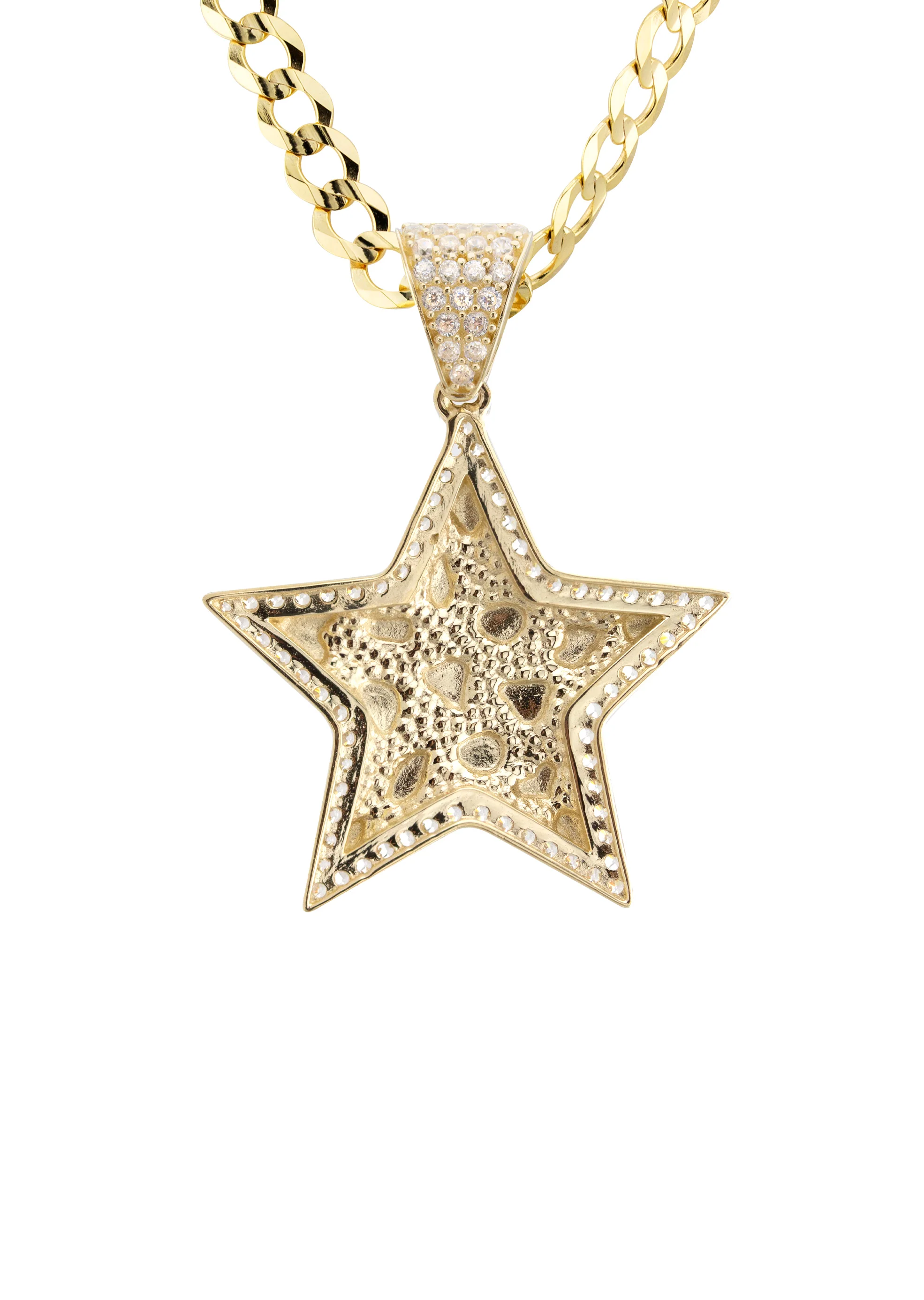 10K Yellow Gold Star Nugget Necklace | Appx. 3.2 - 17.2 Grams - Image 3