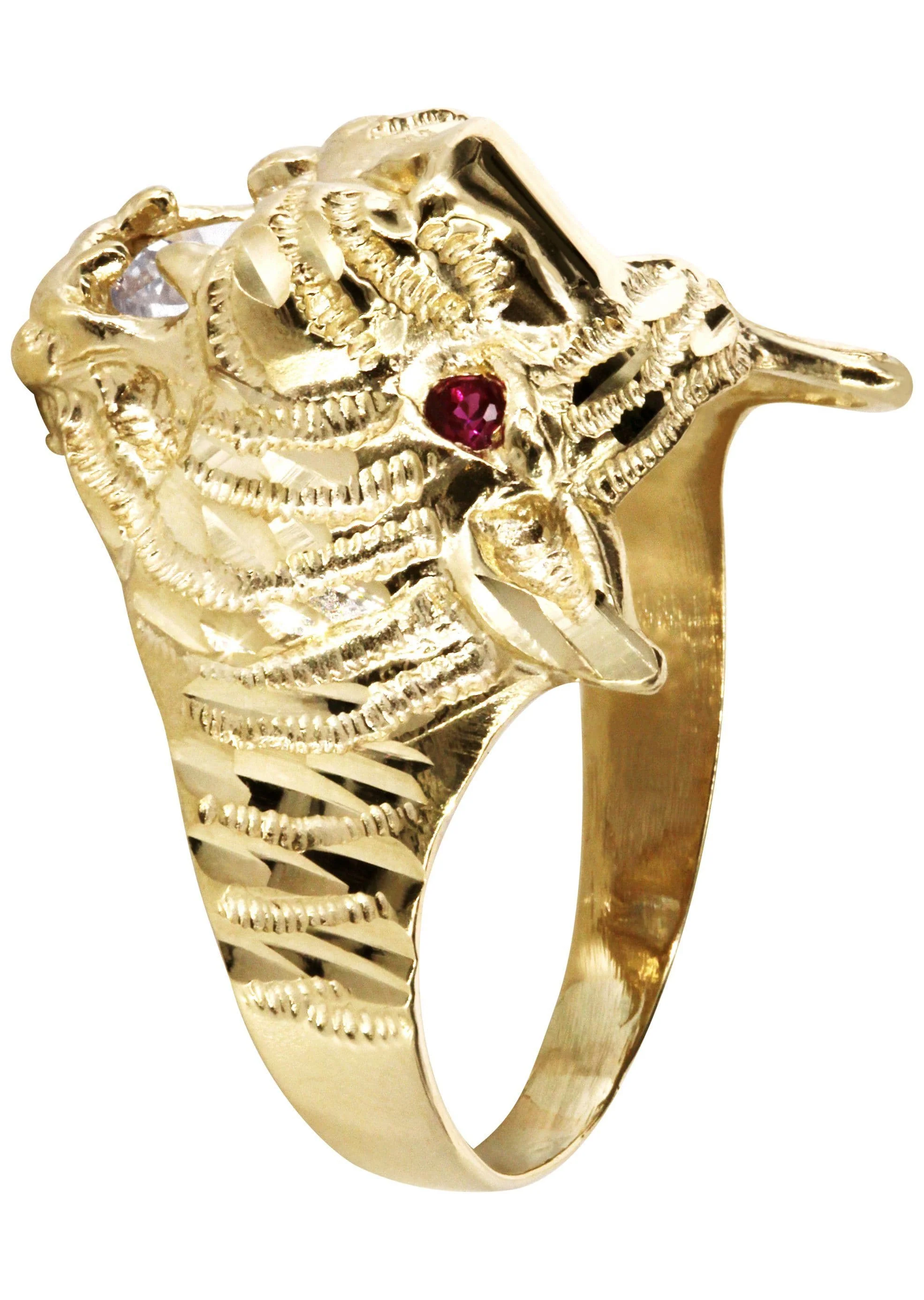 10K Gold Tiger style Mens Ring | 6.1 Grams - Image 2