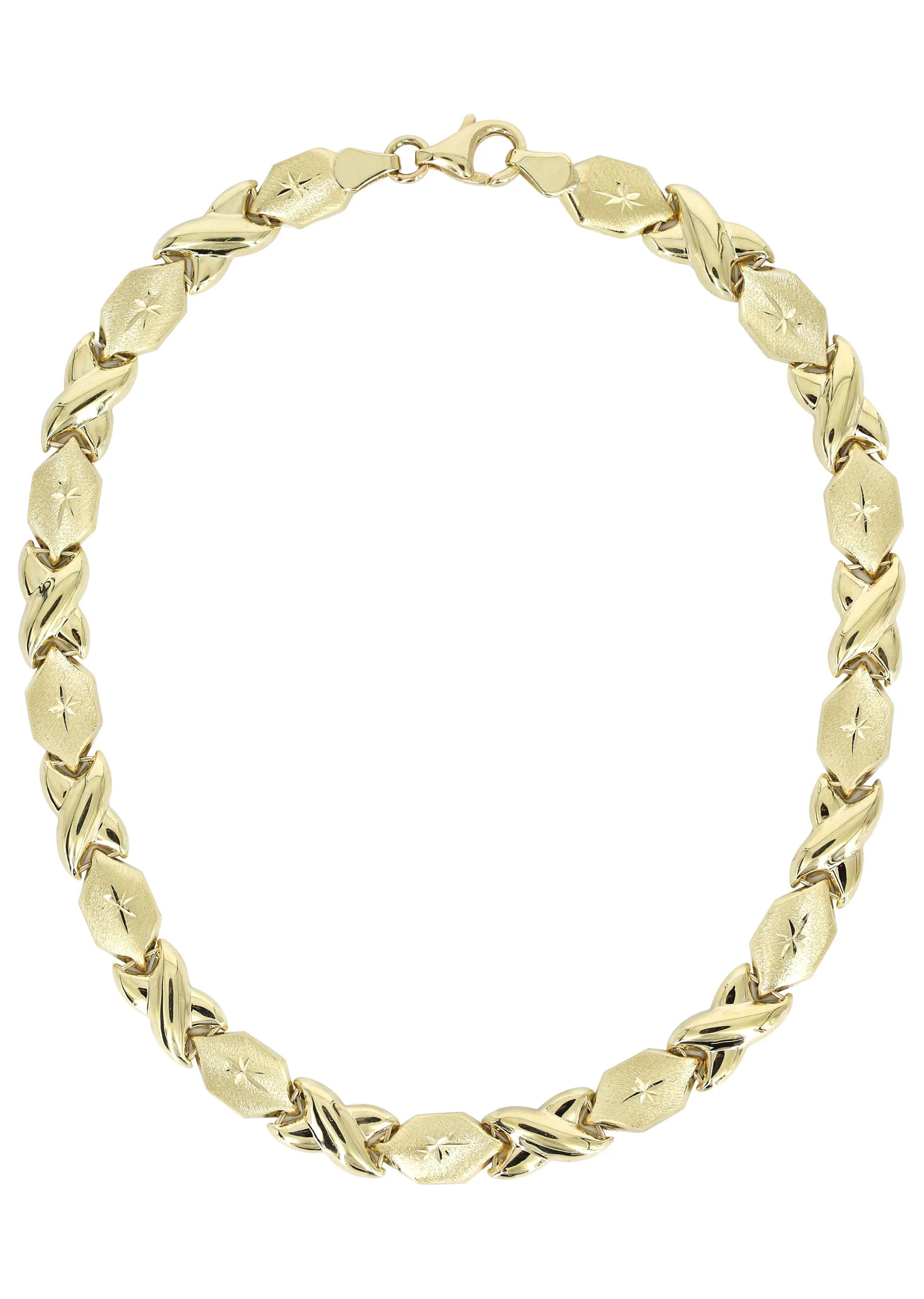 YELLOW GOLD "XO" HOLLOW NECKLACE & BRACELET SET FOR WOMEN | APPX 17.1 GRAMS - Image 2