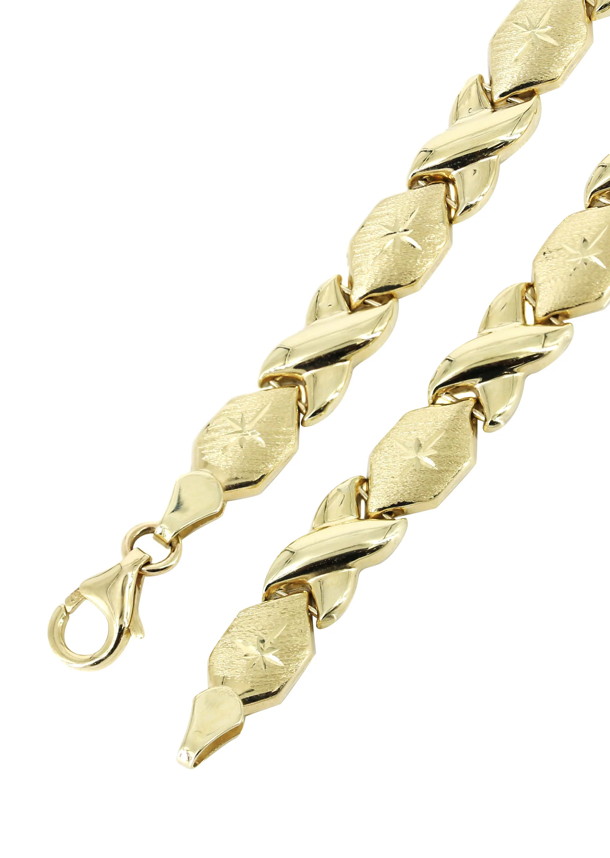 YELLOW GOLD "XO" HOLLOW NECKLACE & BRACELET SET FOR WOMEN | APPX 17.1 GRAMS - Image 3