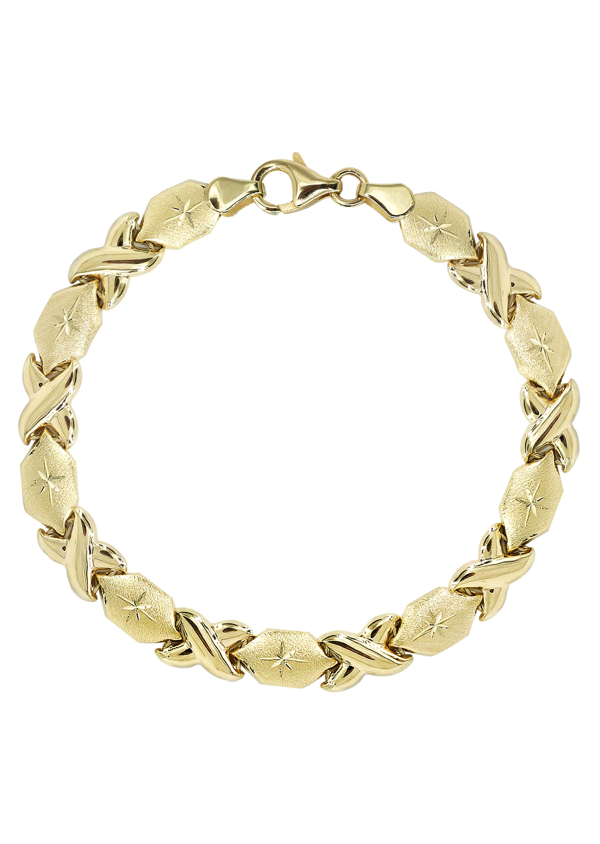 YELLOW GOLD "XO" HOLLOW NECKLACE & BRACELET SET FOR WOMEN | APPX 17.1 GRAMS - Image 4