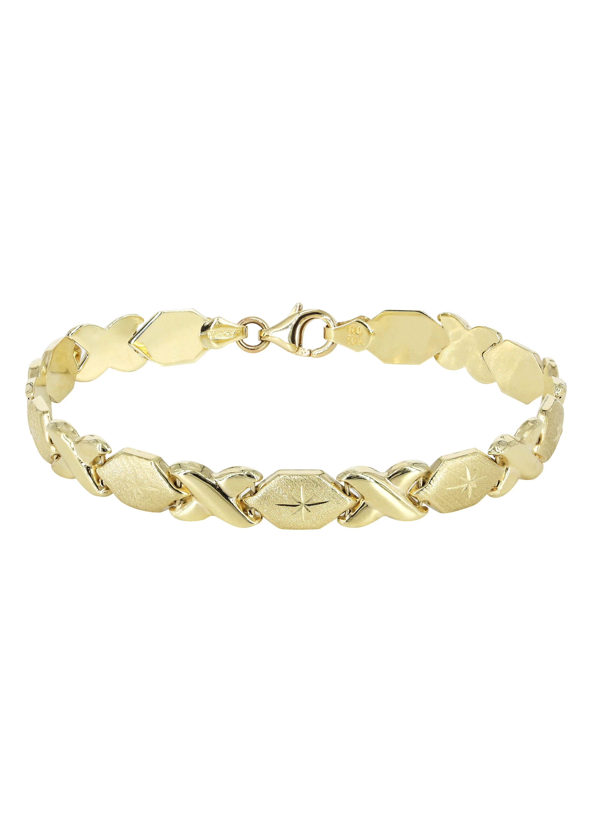 YELLOW GOLD "XO" HOLLOW NECKLACE & BRACELET SET FOR WOMEN | APPX 17.1 GRAMS - Image 5