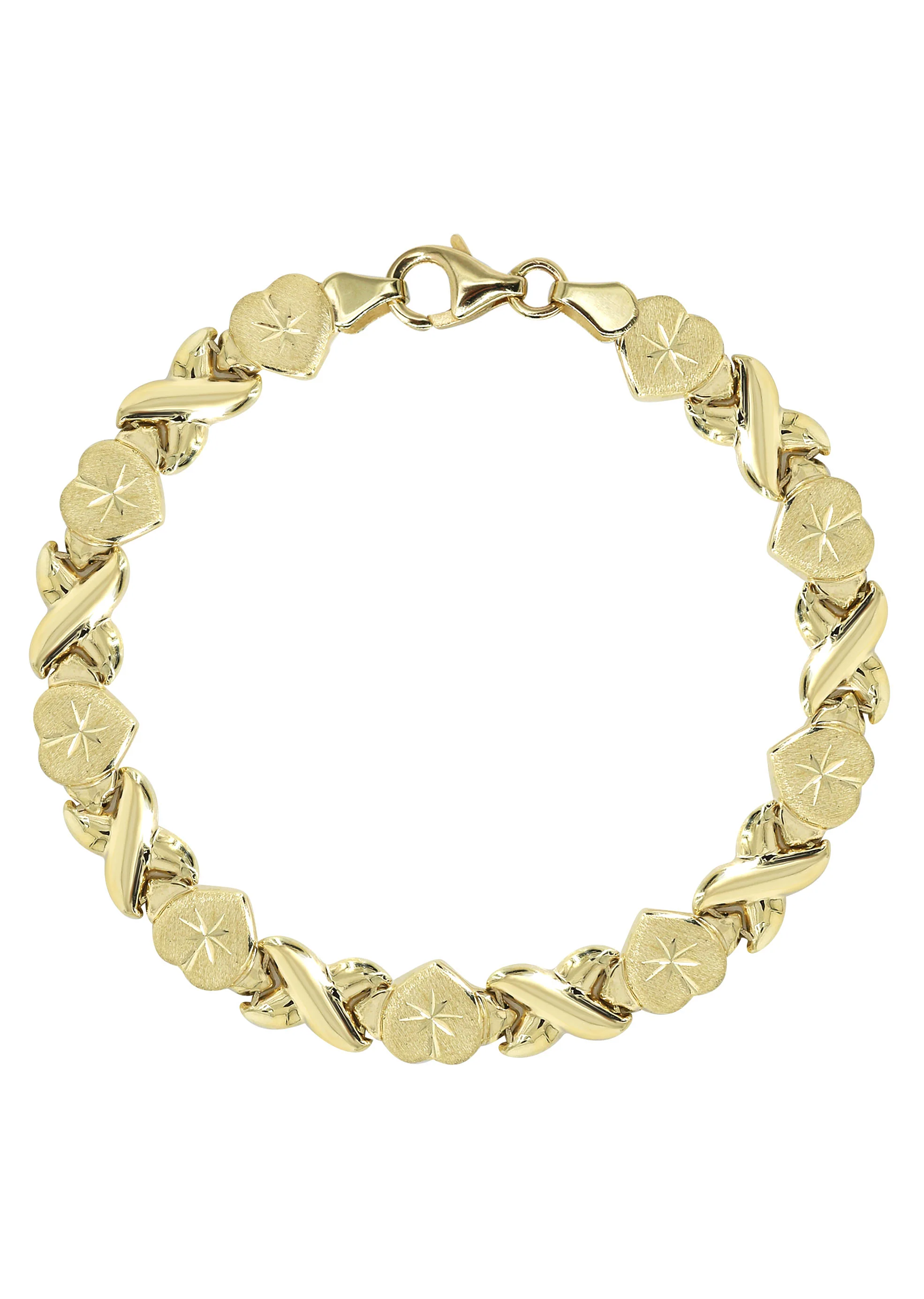 YELLOW GOLD "XO HEART" HOLLOW NECKLACE & BRACELET SET FOR WOMEN | APPX 16.9 GRAMS - Image 4