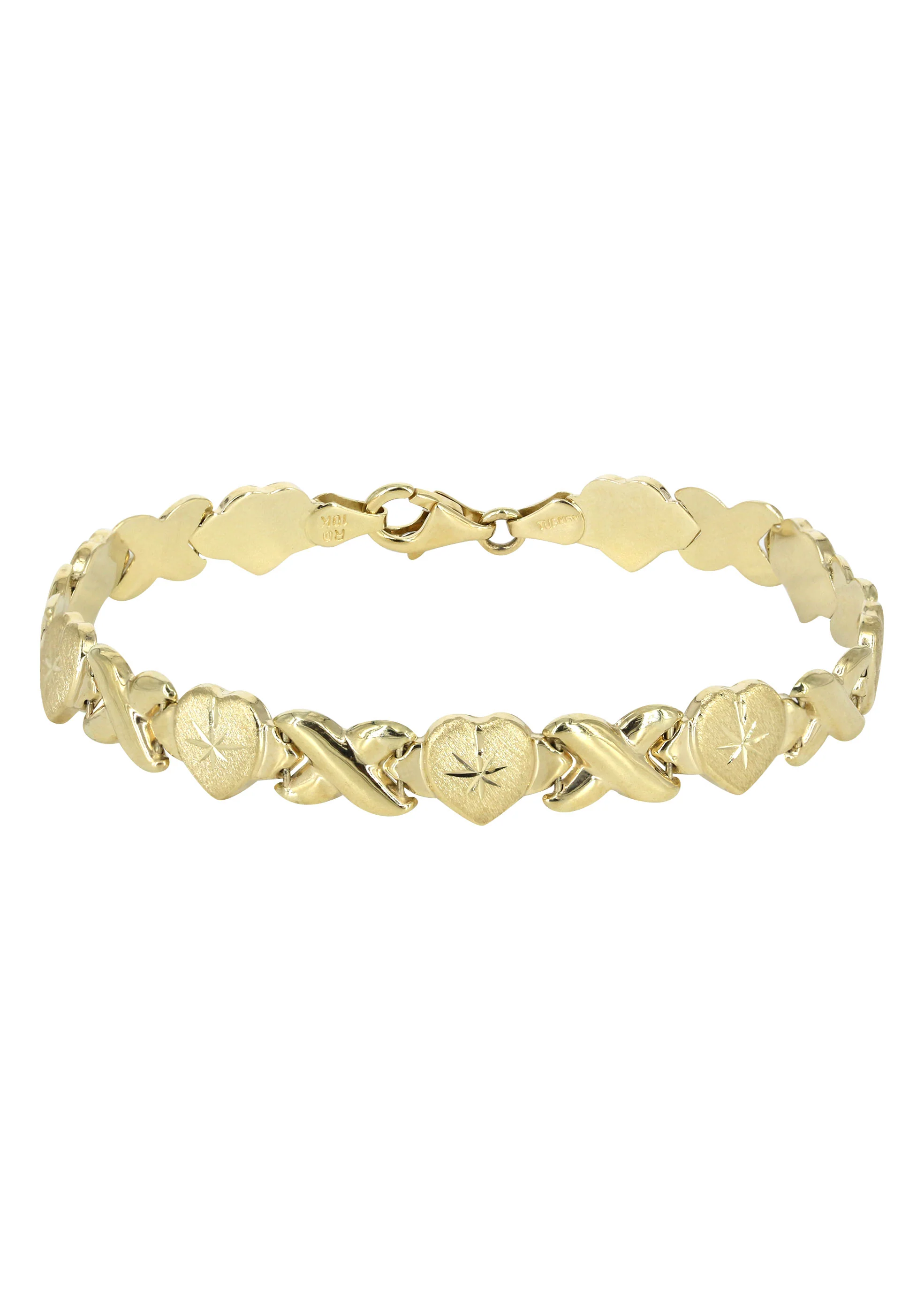 YELLOW GOLD "XO HEART" HOLLOW NECKLACE & BRACELET SET FOR WOMEN | APPX 16.9 GRAMS - Image 5